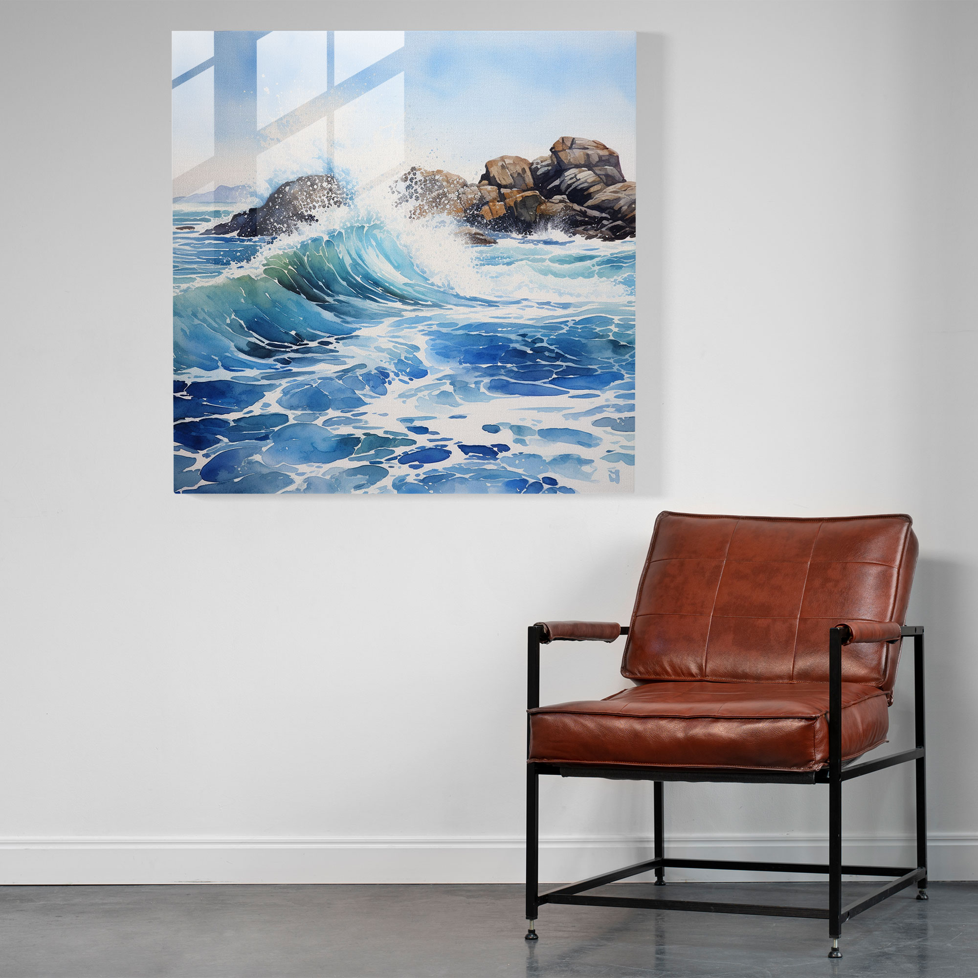 Entspannendes Glasbild mit coolen Ozeanwellen - Coole beruhigende Kunst aus Glas