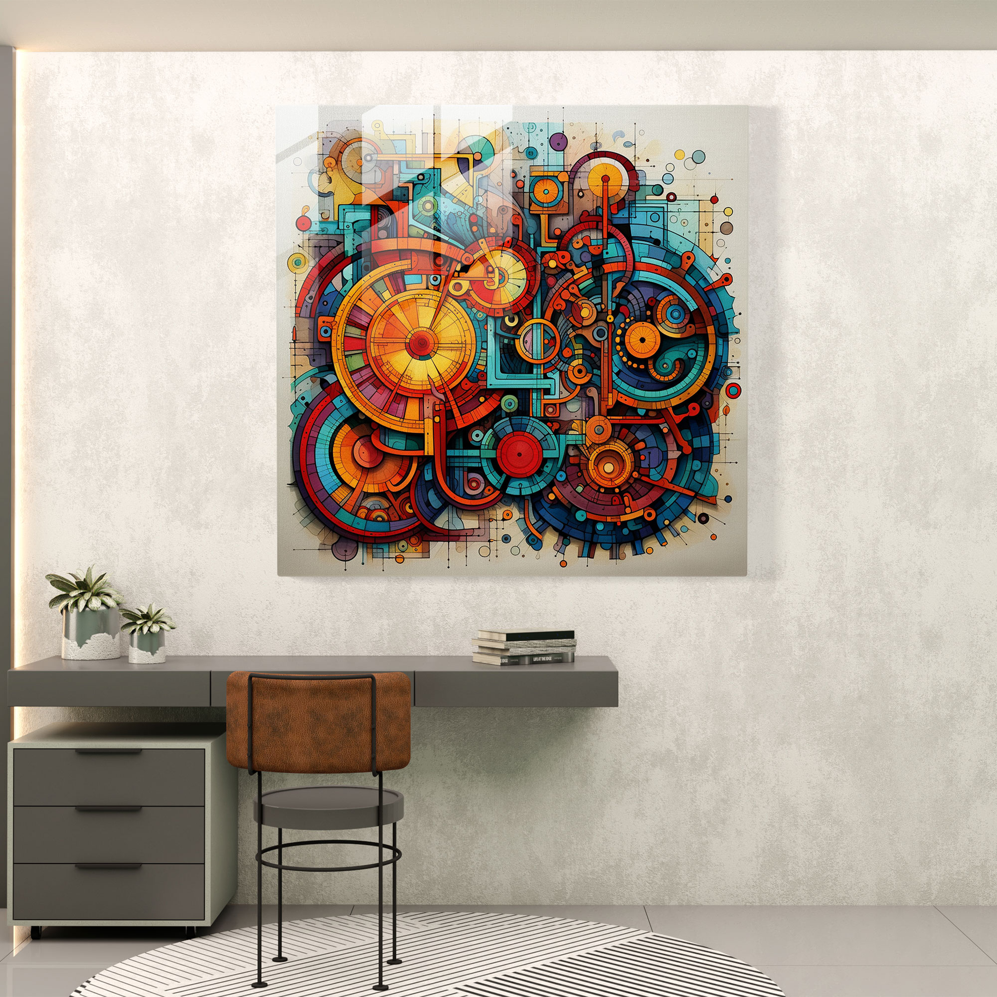Cool Fusion Glass Print - Cool, Vibrant Colors, Intricate Patterns, Abstract Geometric Design