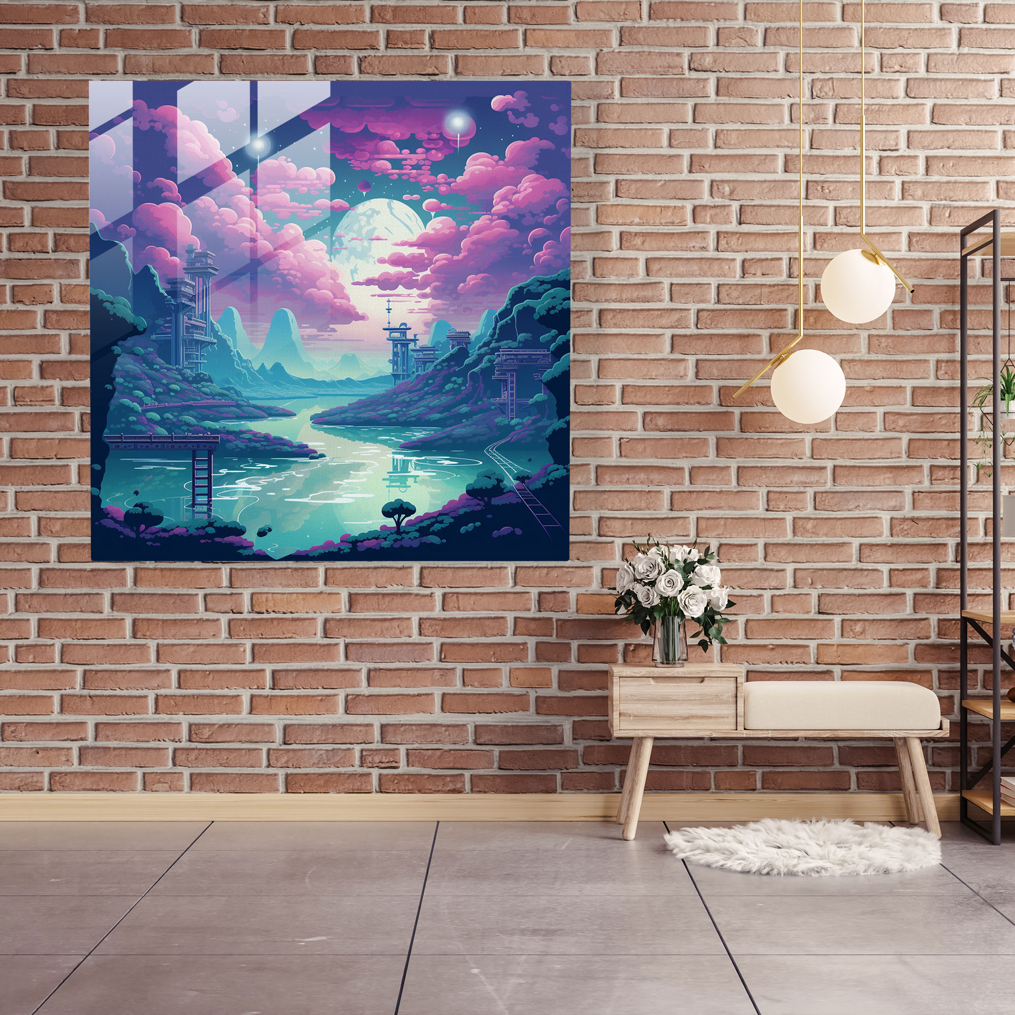 Moderne Glasbild-Wanddekoration Cool Pixel Odyssey - Modern Art