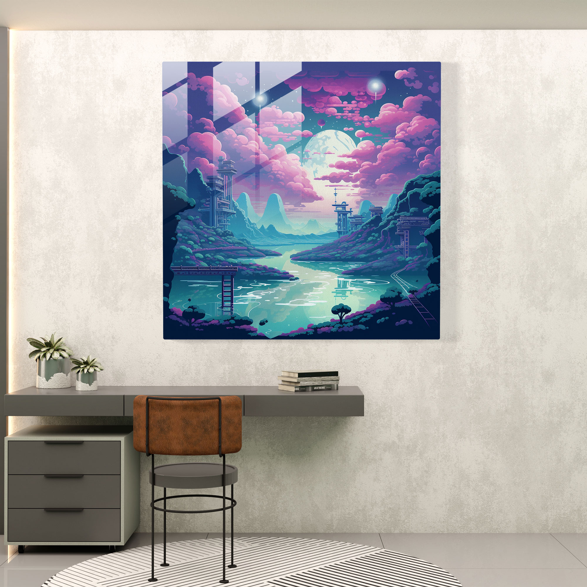 Moderne Glasbild-Wanddekoration Cool Pixel Odyssey - Modern Art