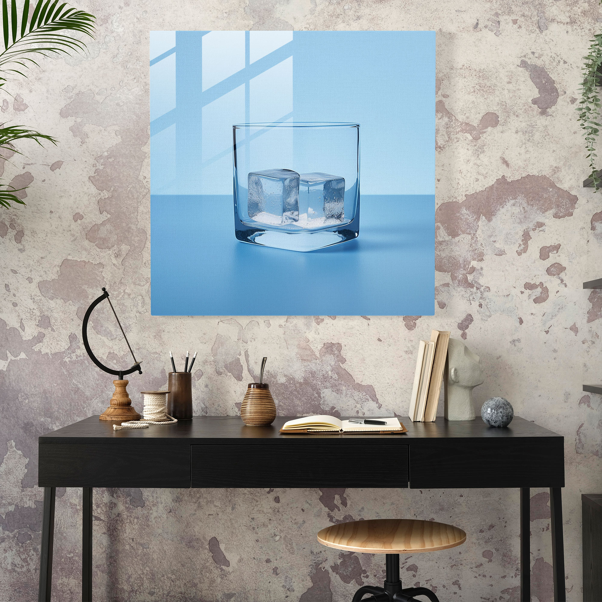 Erfrischendes Glasbild - Kühles minimalistisches Design Wandkunst aus Glas