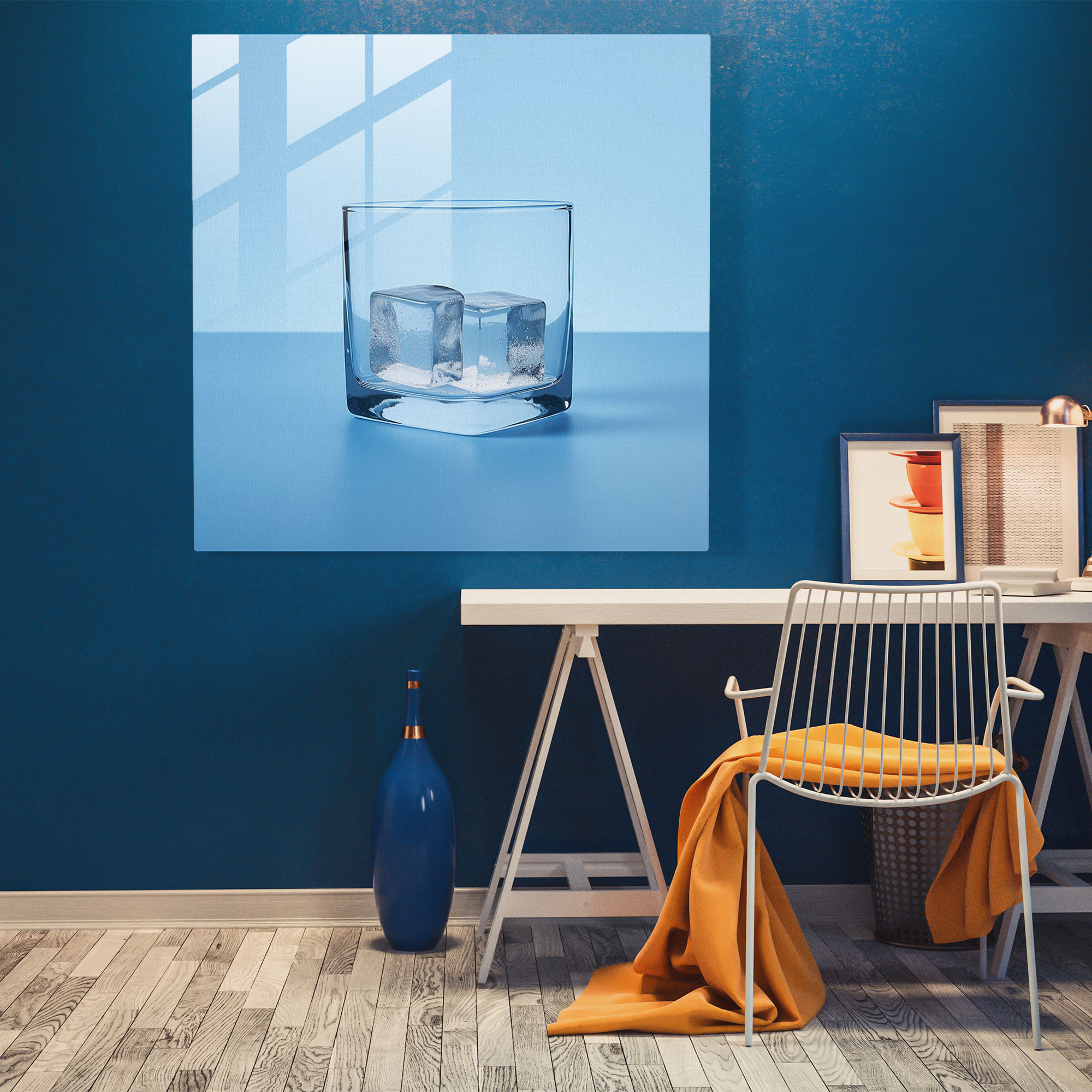 Erfrischendes Glasbild - Kühles minimalistisches Design Wandkunst aus Glas