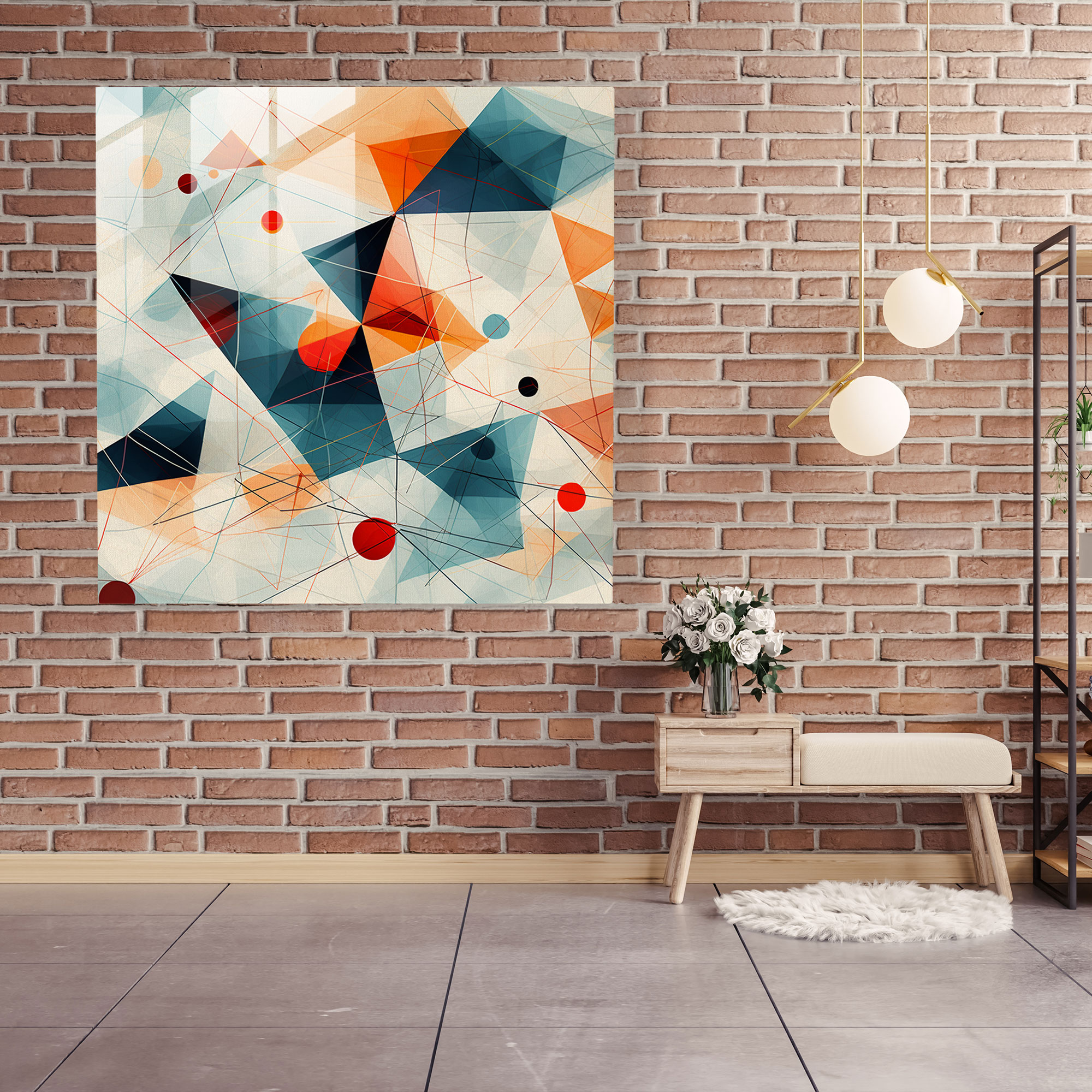 Geometrisches Glasbild - Coole miteinander verbundene Formen Glas-Wandkunst