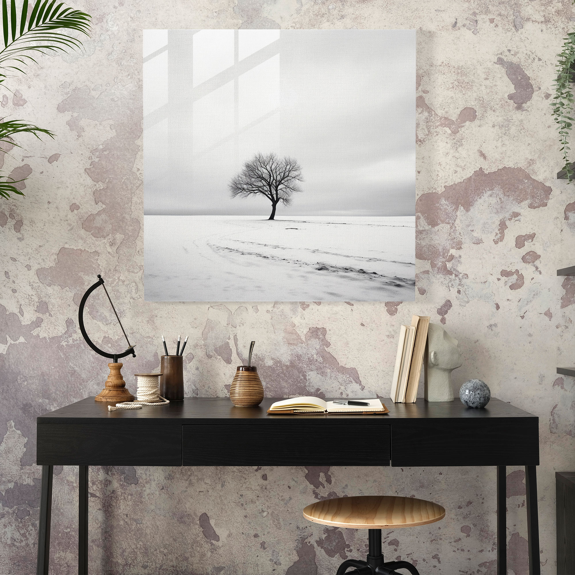 Cool Einsamkeit Glasbild - Cool Schwarz Und Weiß Wohnkultur Minimalistische Fotografie