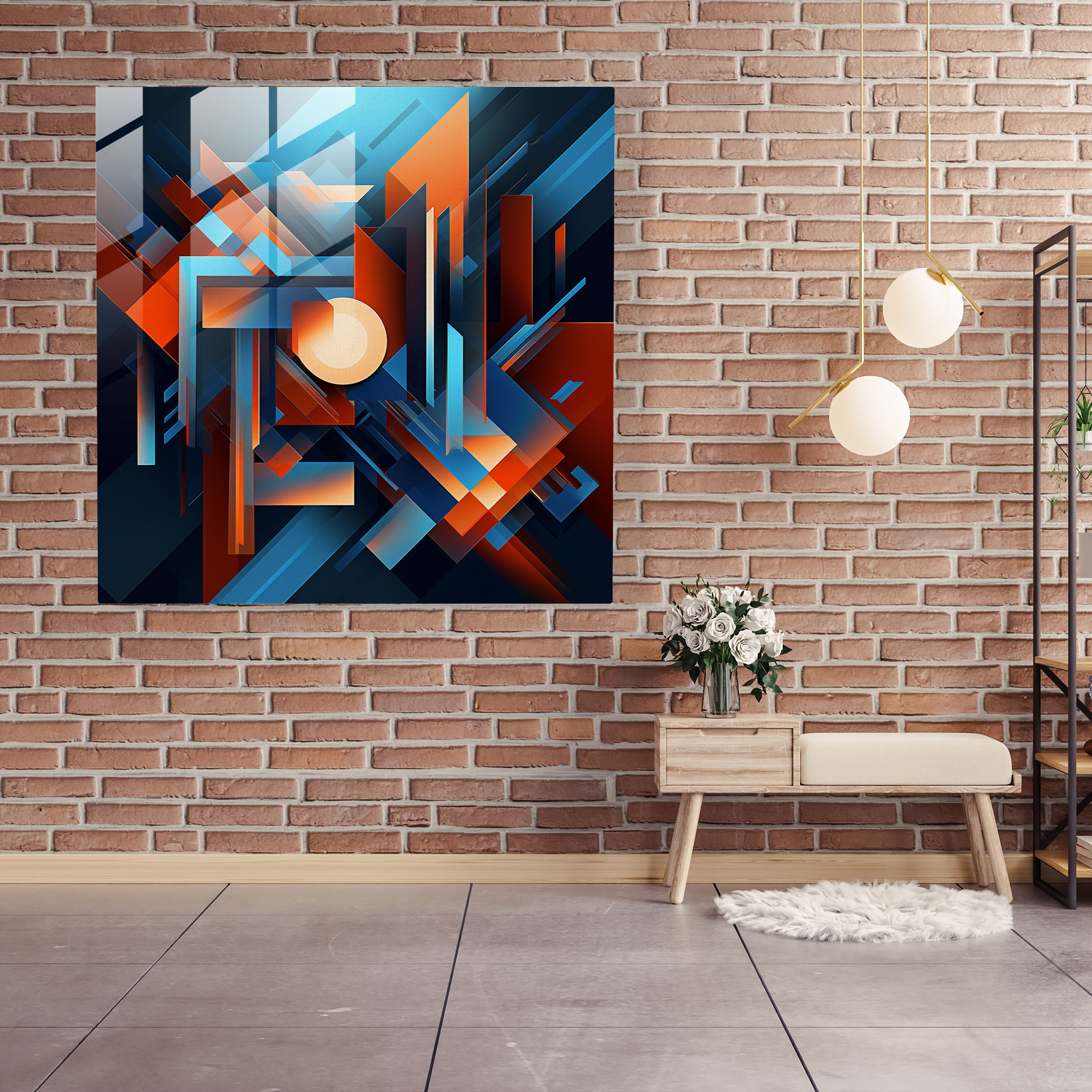Stilvolles geometrisches Glasbild - Cool Stil digitale Kunst Eleganz