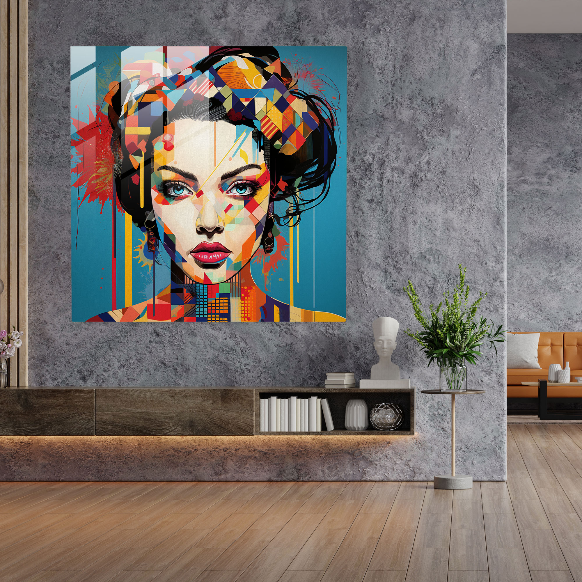 Coole Pop-Revolution Glasbild - Cool Glasbild Glaskunst lebendige Farben