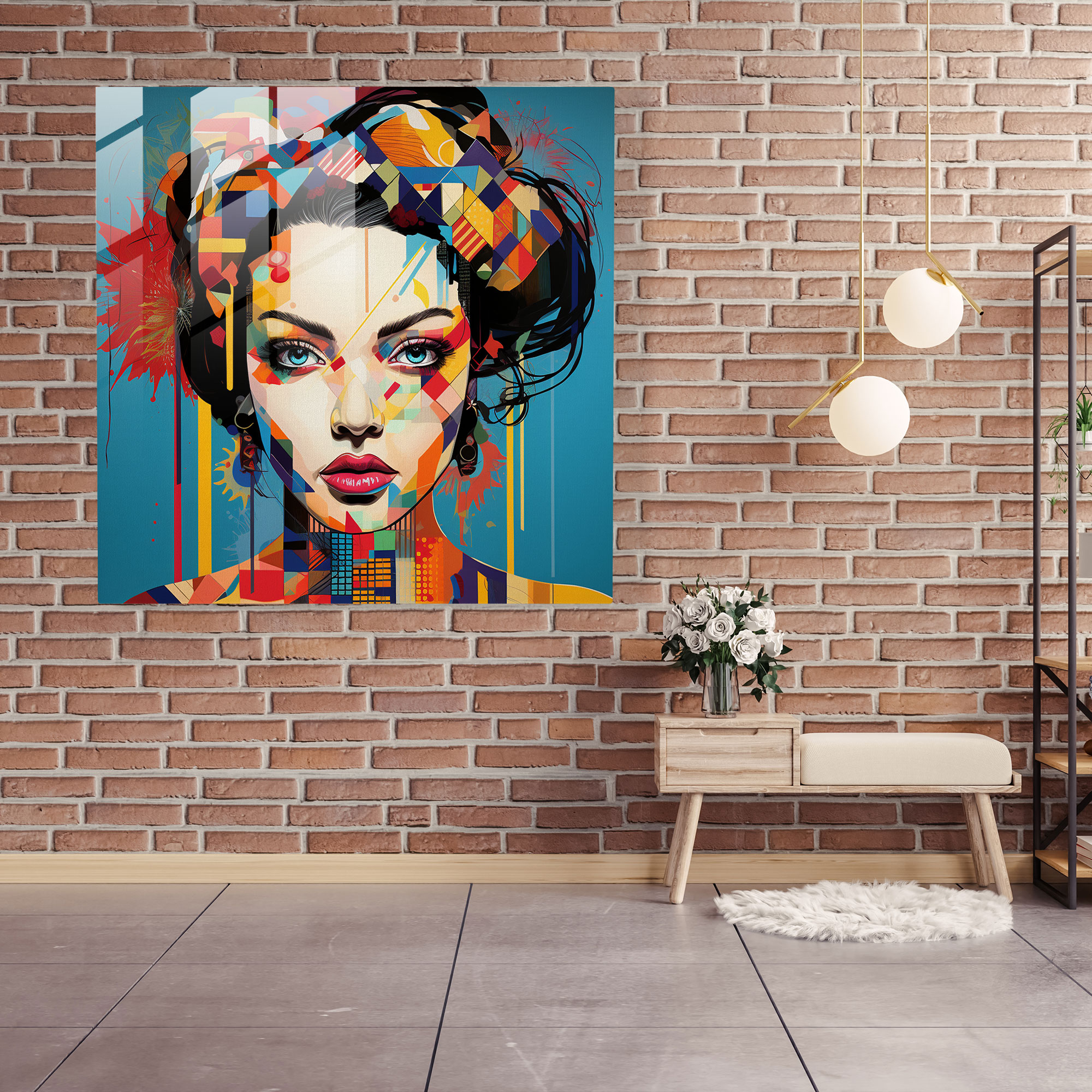 Coole Pop-Revolution Glasbild - Cool Glasbild Glaskunst lebendige Farben