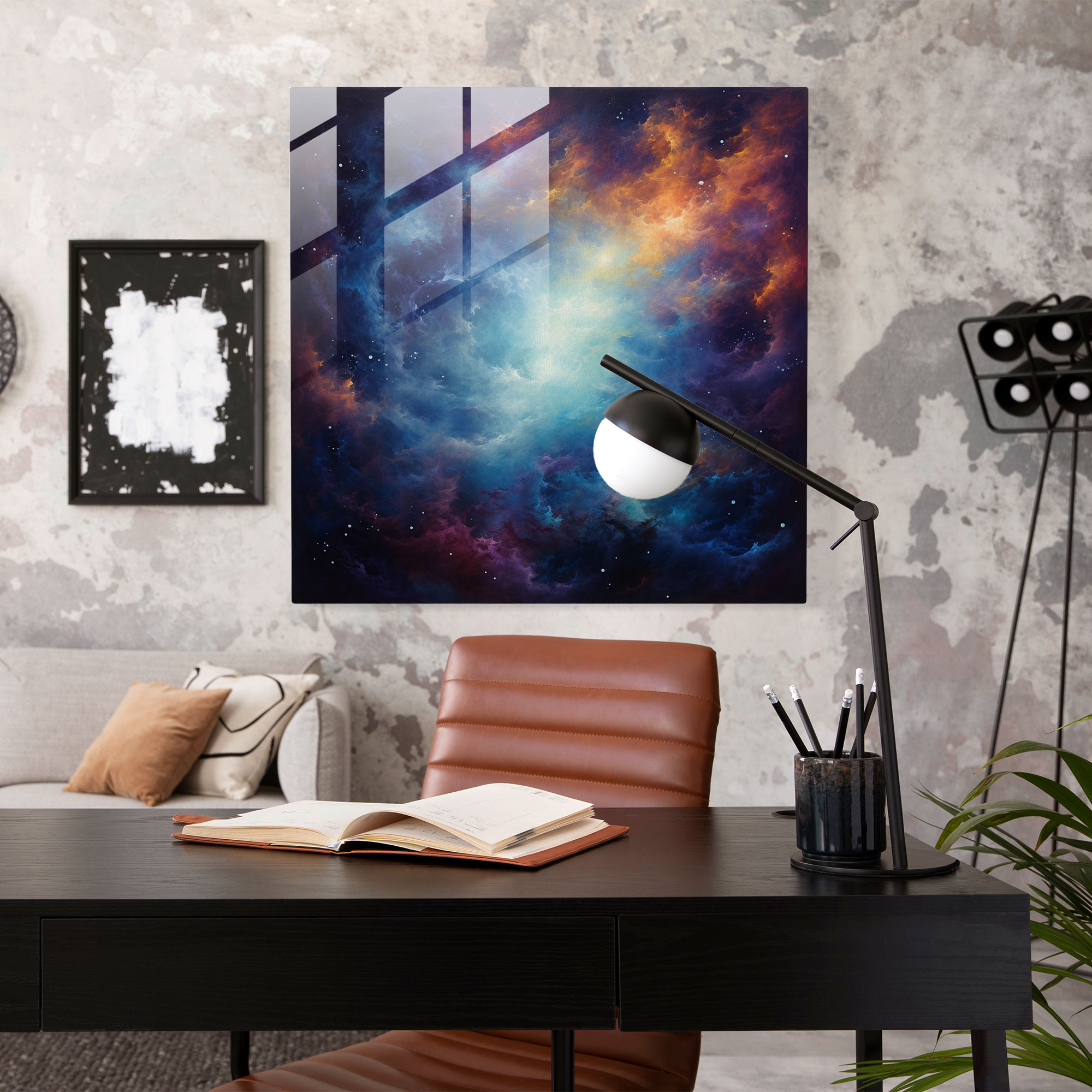 Coole himmlische Gelassenheit Glasbild - Coole himmlische Elemente Ölgemälde coole himmlische Gelassenheit
