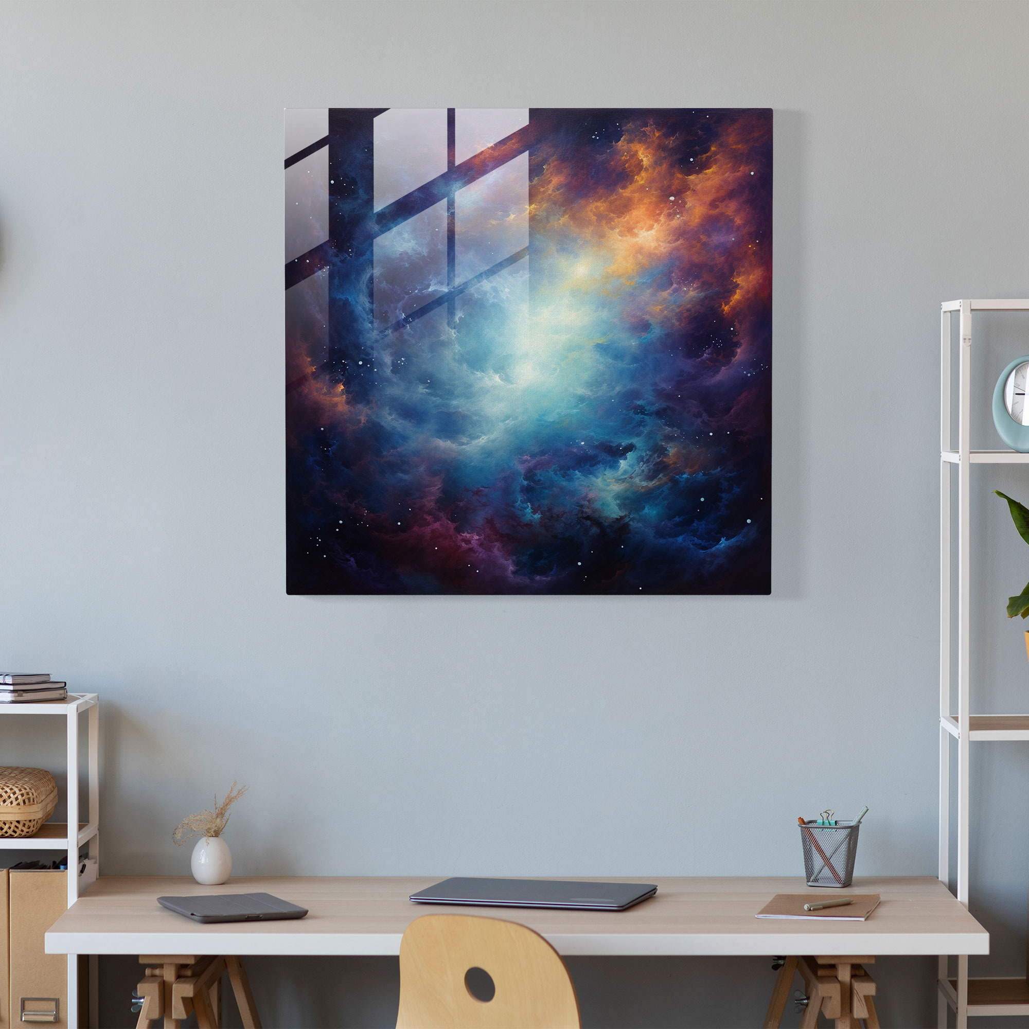 Coole himmlische Gelassenheit Glasbild - Coole himmlische Elemente Ölgemälde coole himmlische Gelassenheit