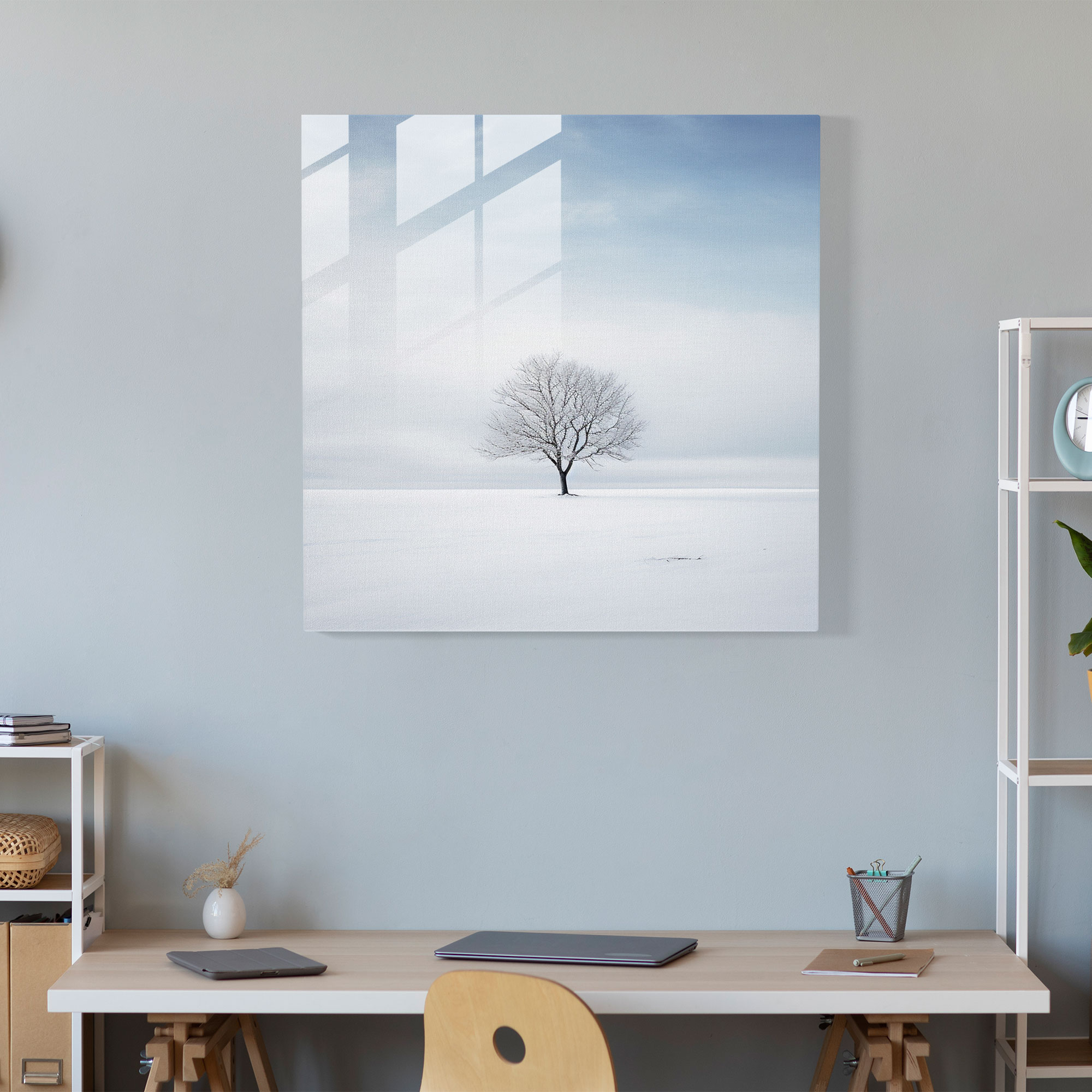 Kühles Winterstille Glasbild - Ruhe Glas-Wandkunst Moderne Kunst