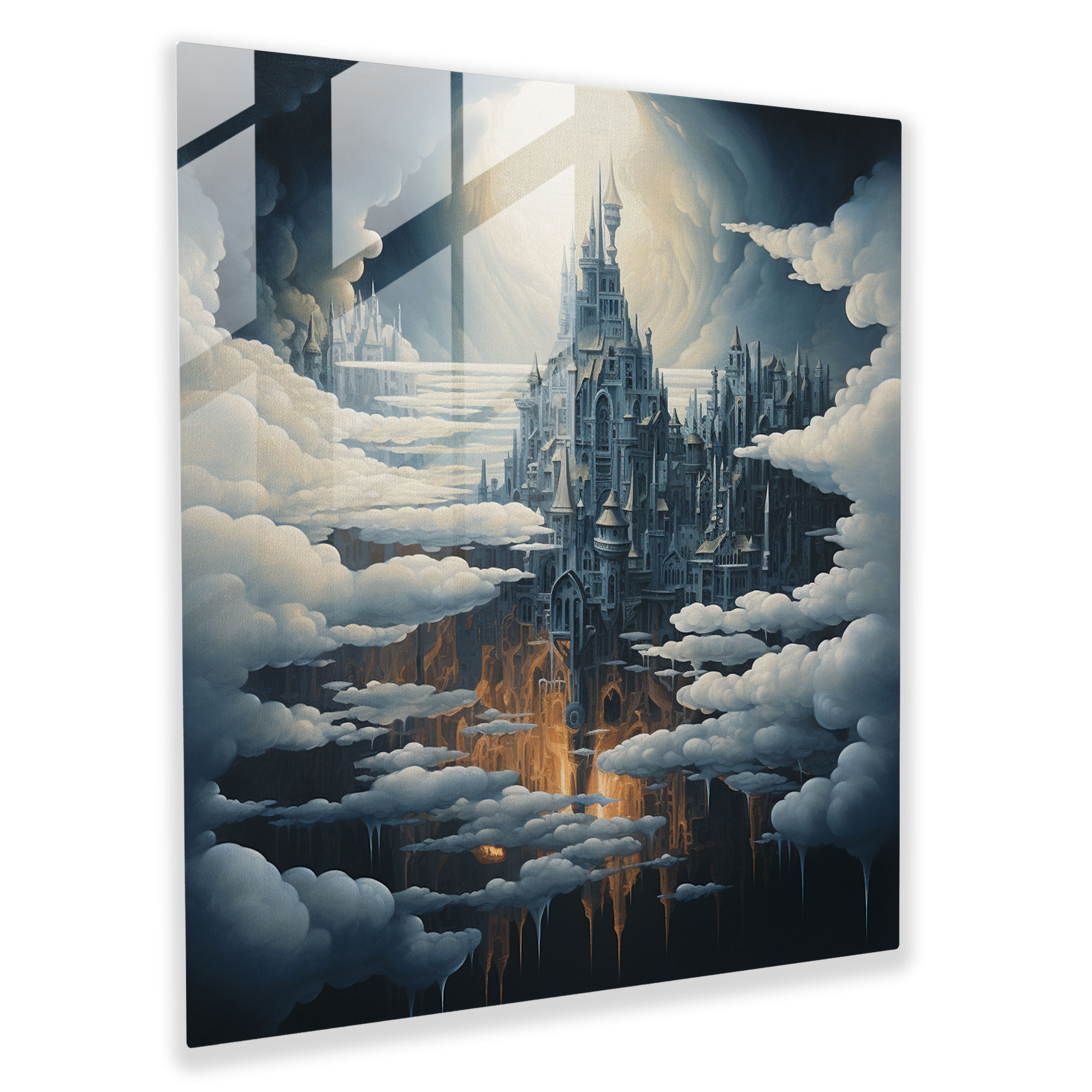 Cooles Glasbild Floating City - Moderne Kunst stilvolle Wanddekoration