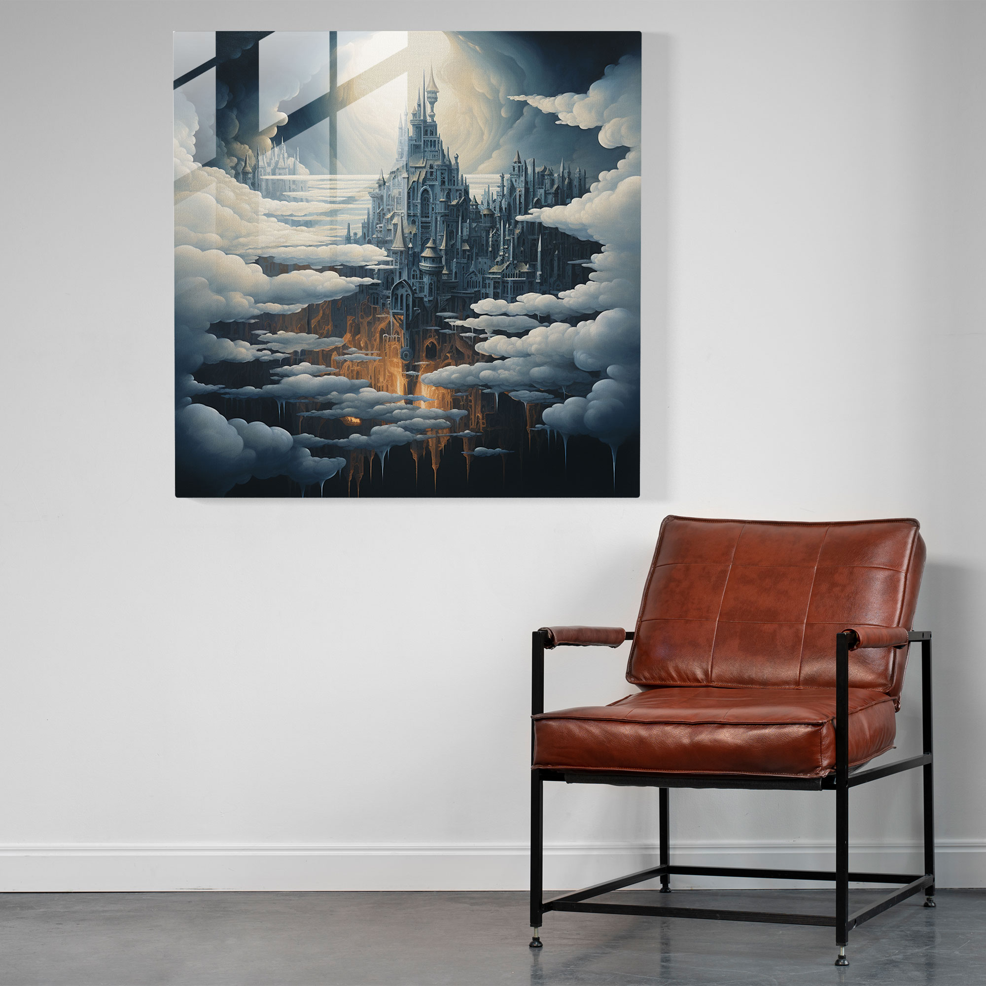 Cooles Glasbild Floating City - Moderne Kunst stilvolle Wanddekoration