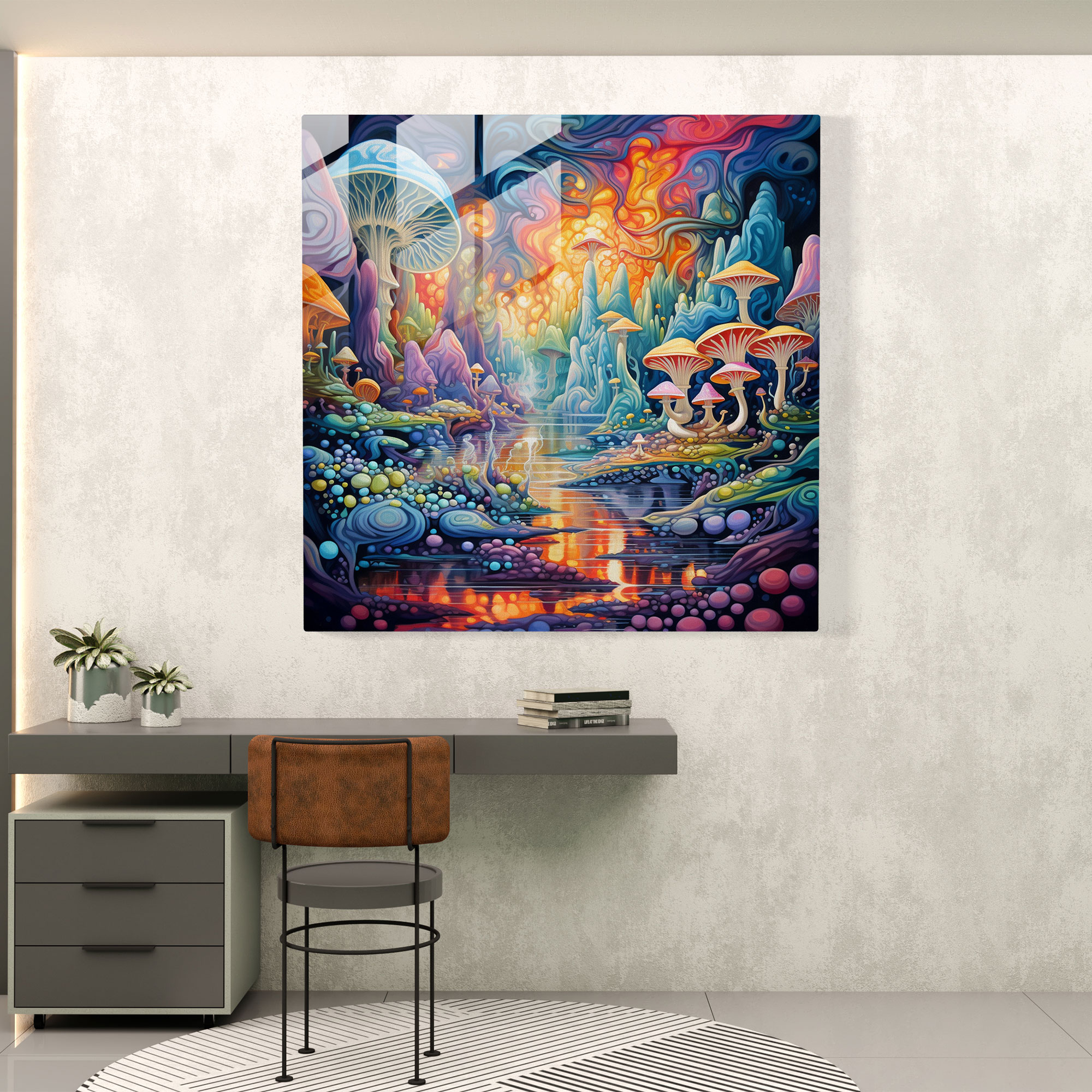 Stilvolles Psychedelic Glasbild - Moderne Glas-Wandkunst