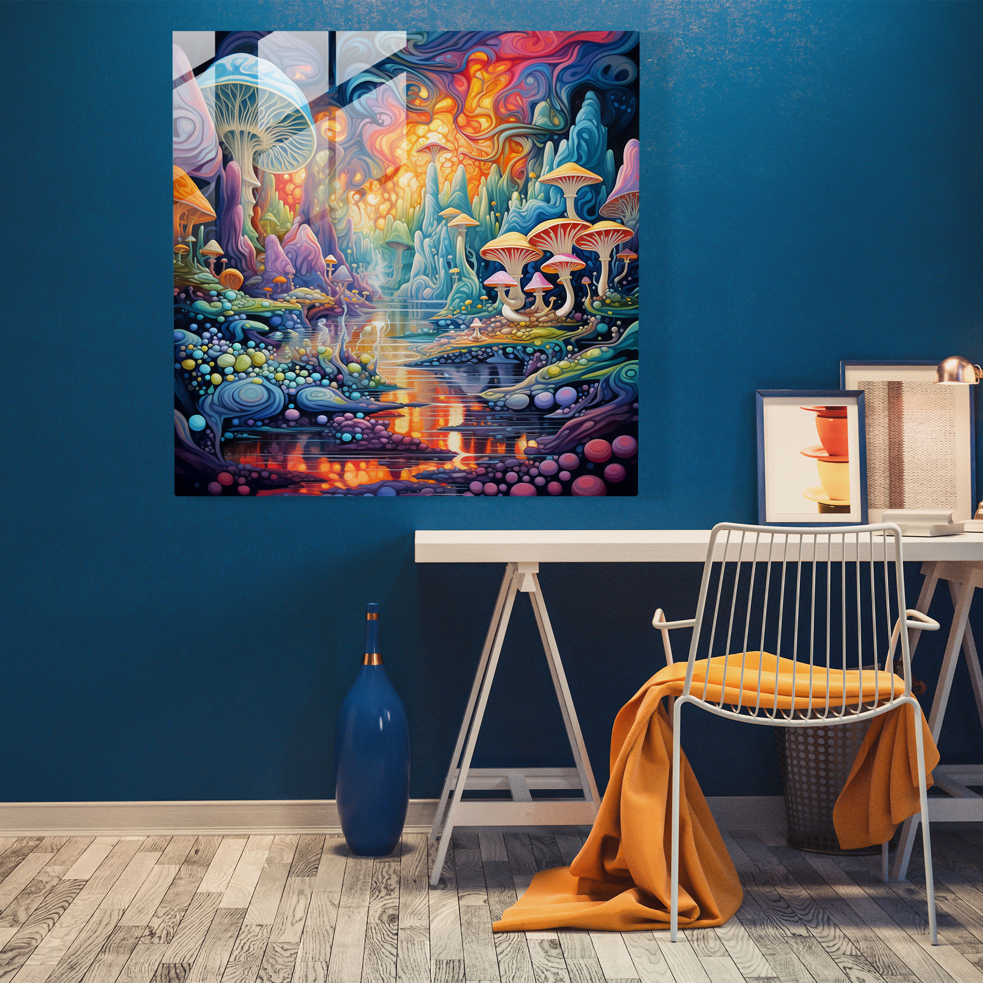 Stilvolles Psychedelic Glasbild - Moderne Glas-Wandkunst