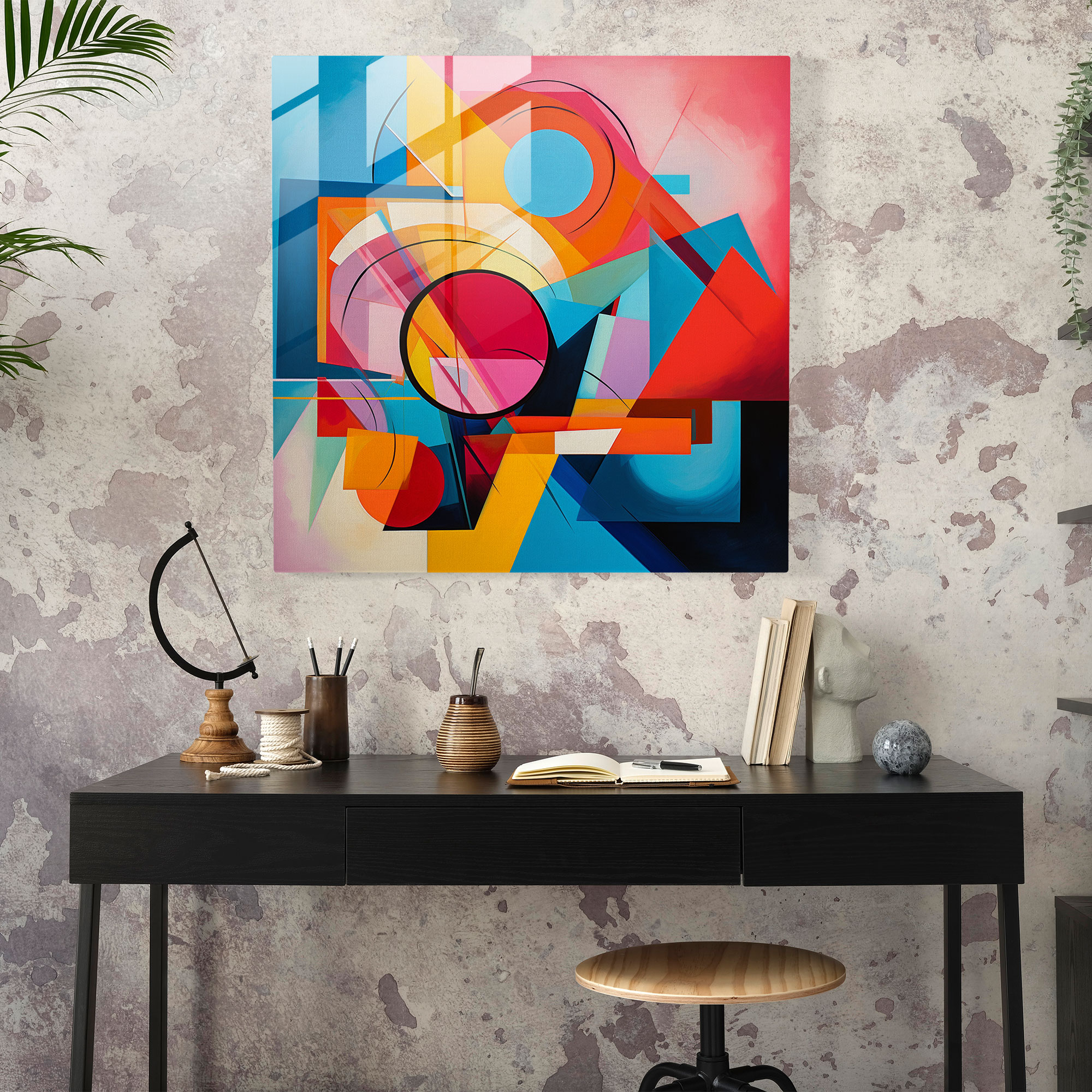 Moderne Glasbilder - Geometrisches Glasdesign Wanddekoration moderne Kunst