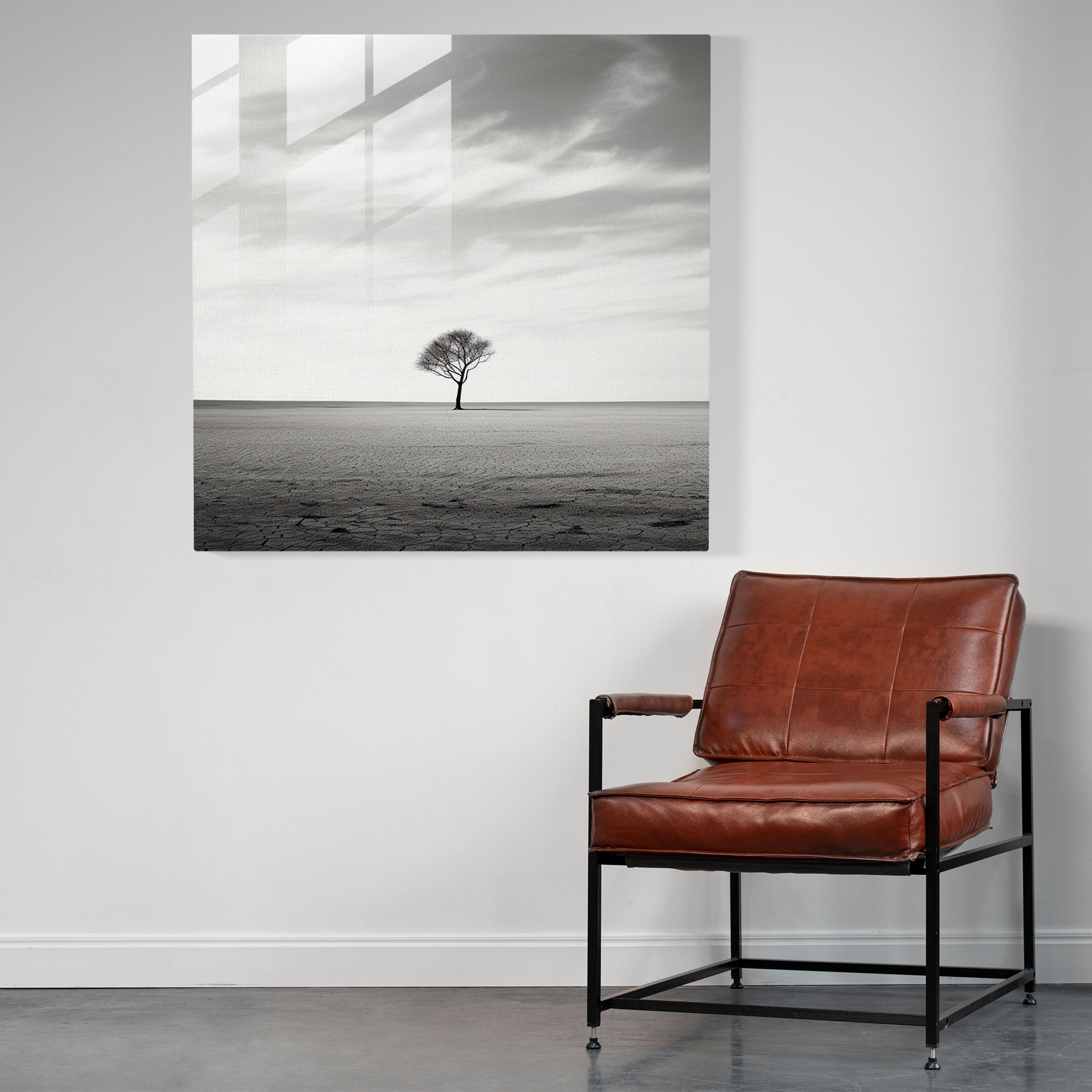 Trendiges minimalistisches Glasbild - Stilvolles Glasbild in cooler Einsamkeit