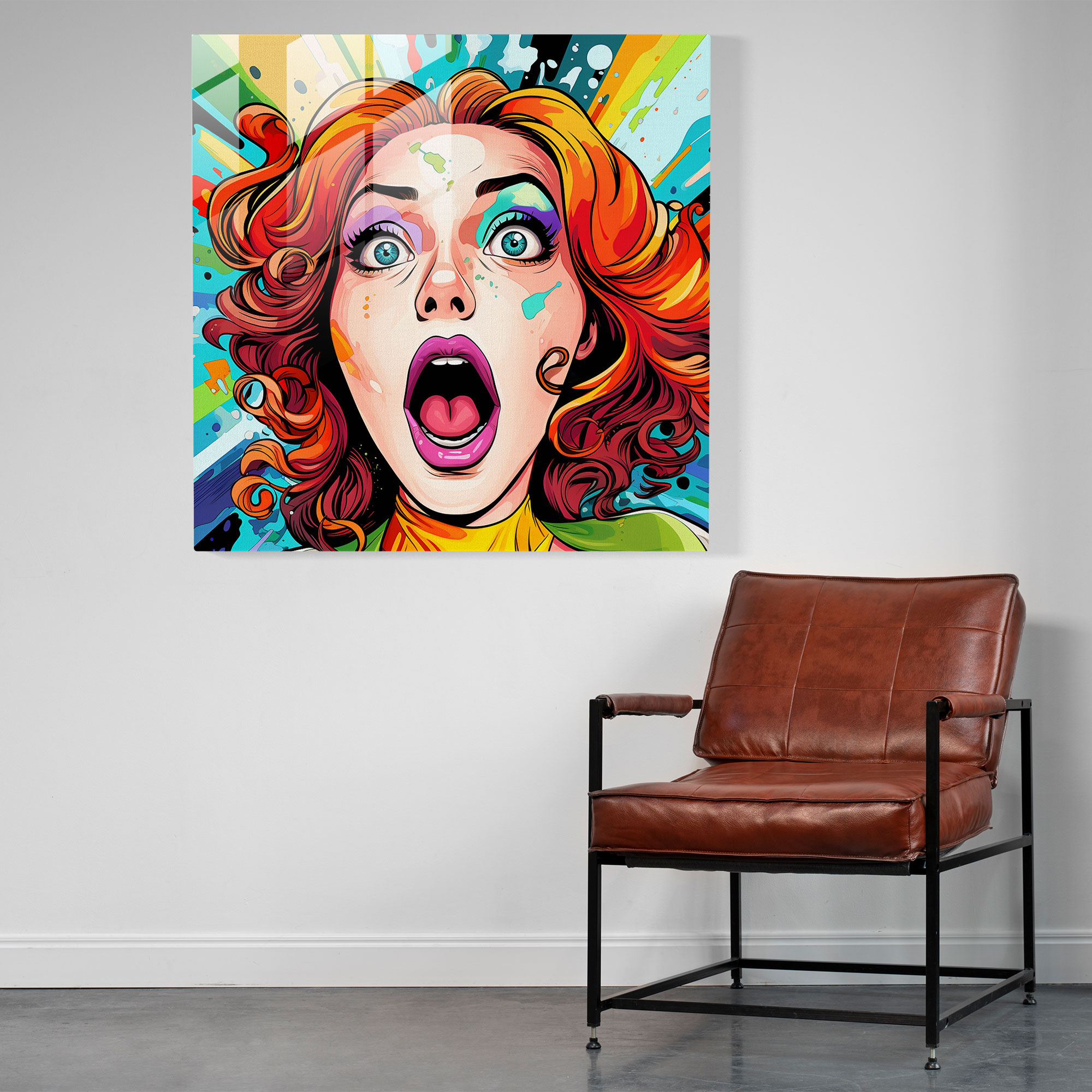 Cooles Pop-Art Glasbild - Moderne Kunst für Zuhause bunte Farben