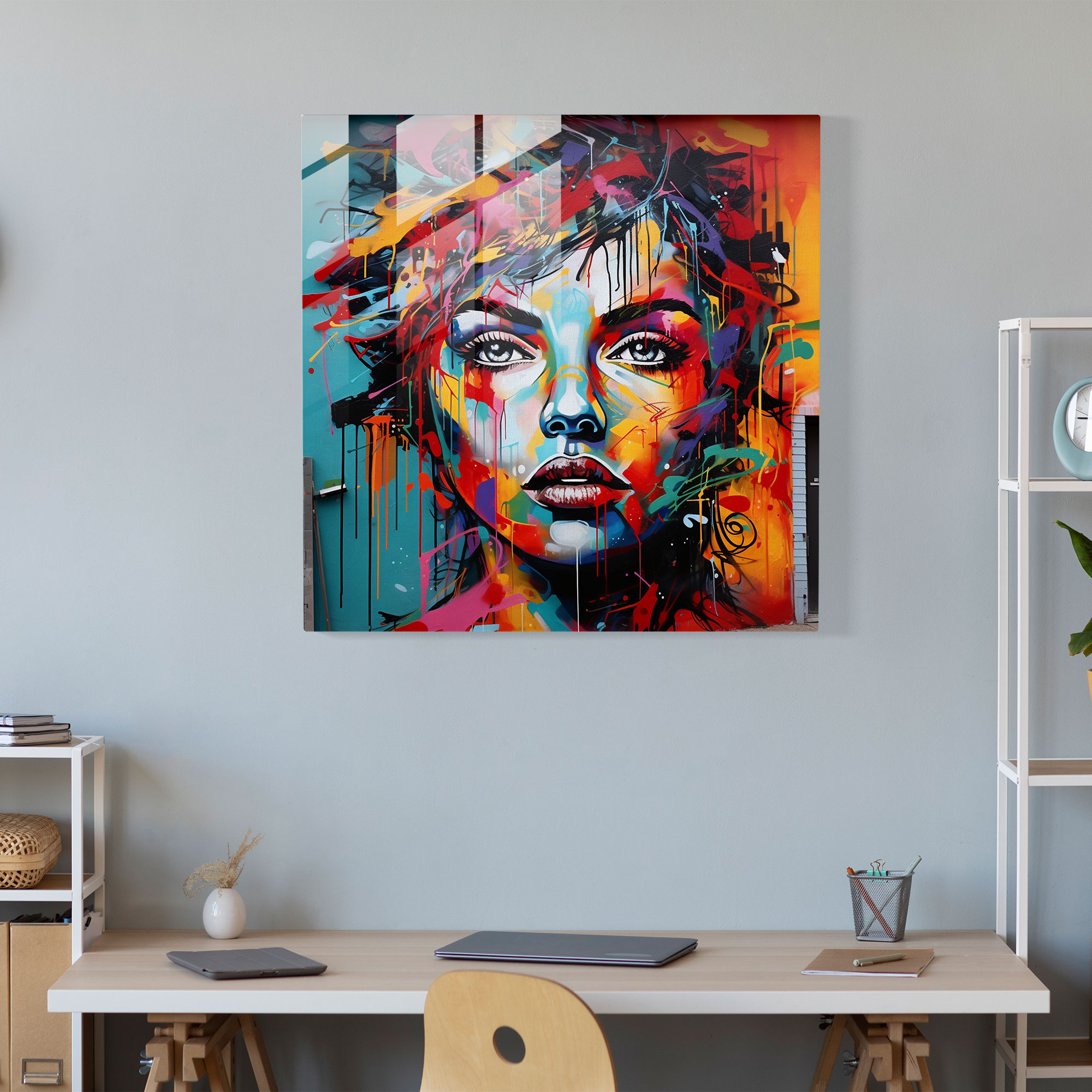 Cooles Graffiti Glasbild - Stilvolle Glaskunst mit individueller Note