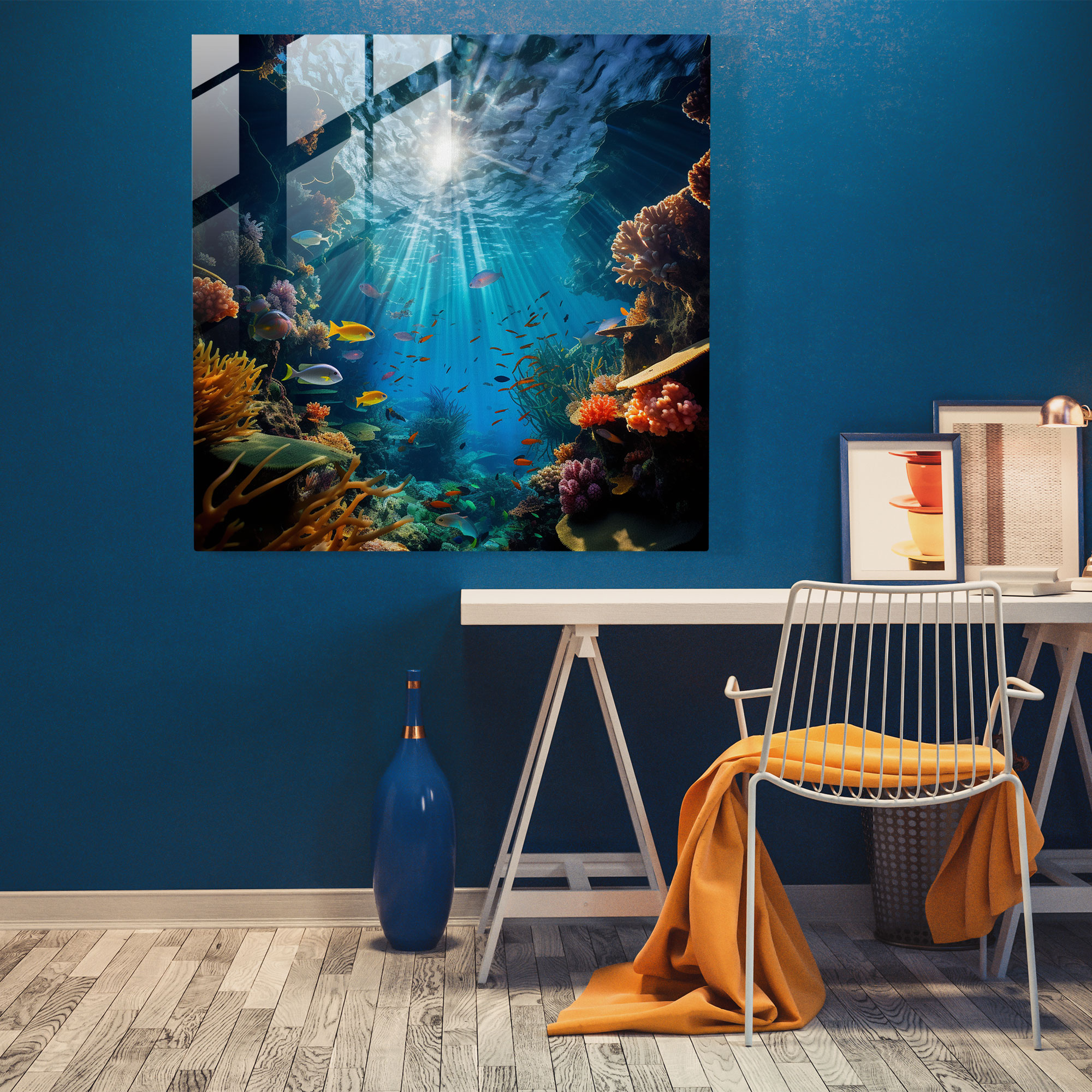Faszinierendes Unterwasser Glasbild - Modernes Kunstwerk für die Wanddekoration