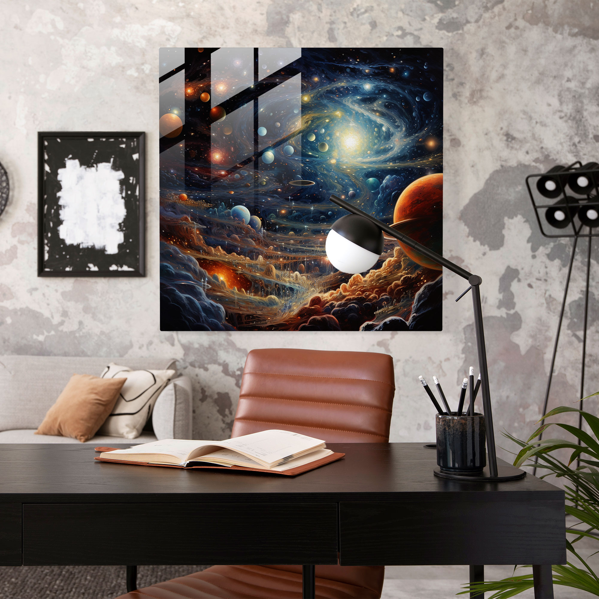 Coole Himmelsglasdruck - Modernes Kunstwerk Planeten Nebel