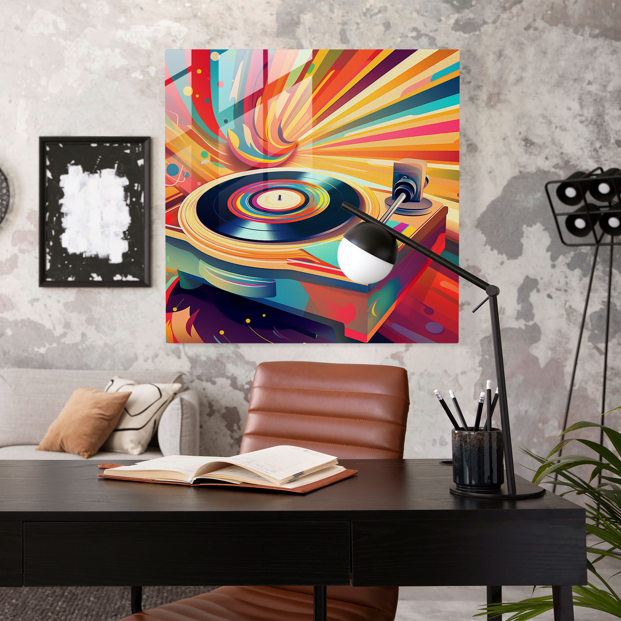 Cooles Retro-Glasbild - Stilvoll Retro 60er Glaswandkunst