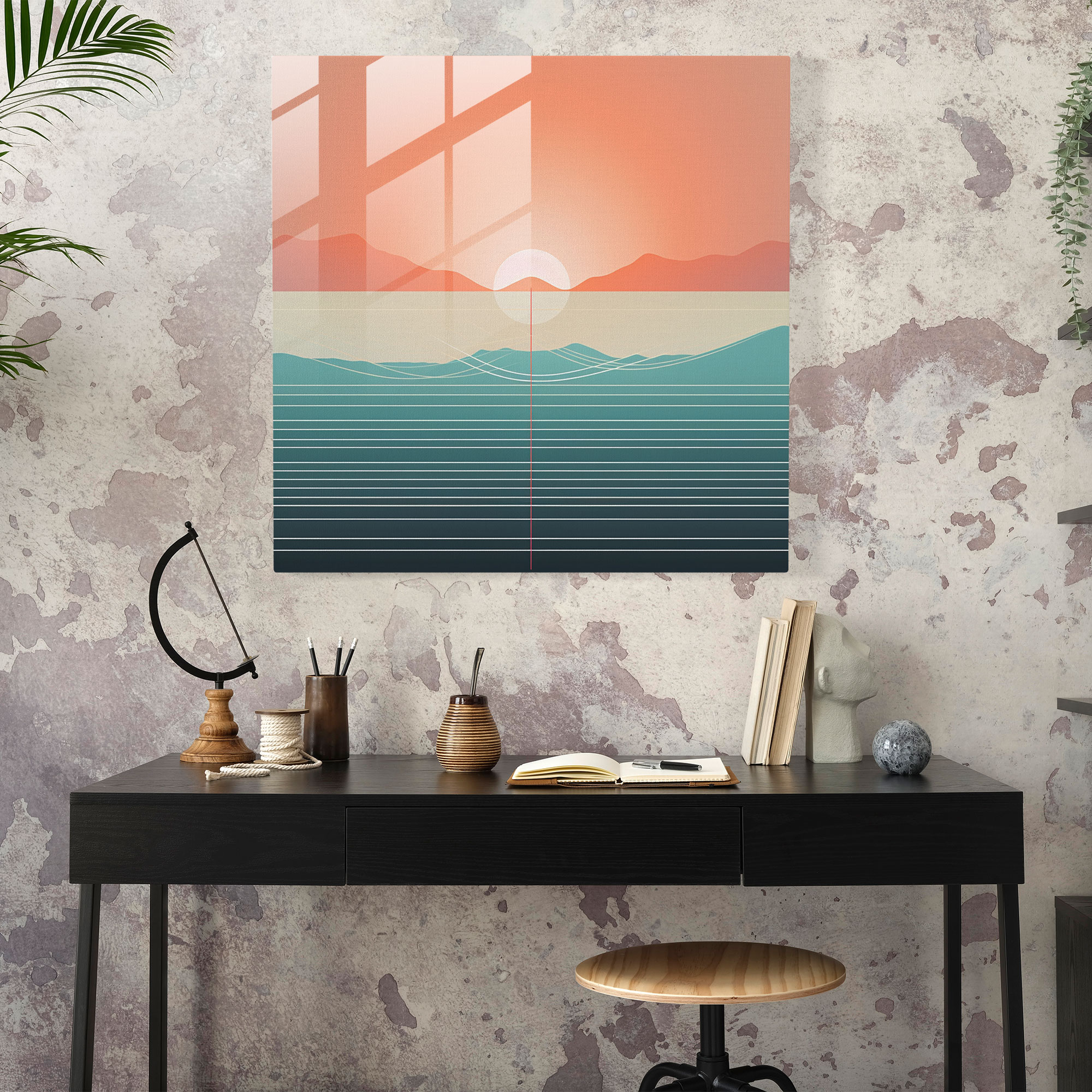 Stilvolles Glasbild Minimalistisch - Wanddekoration Ruhe