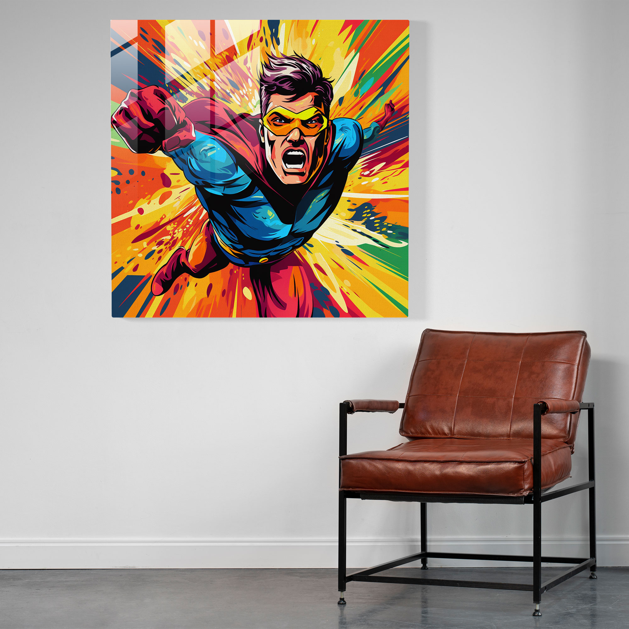 Cool Pop Art Cam Tablo - Serin Cesur Renkler Cam Tablo Cam Duvar Sanatı
