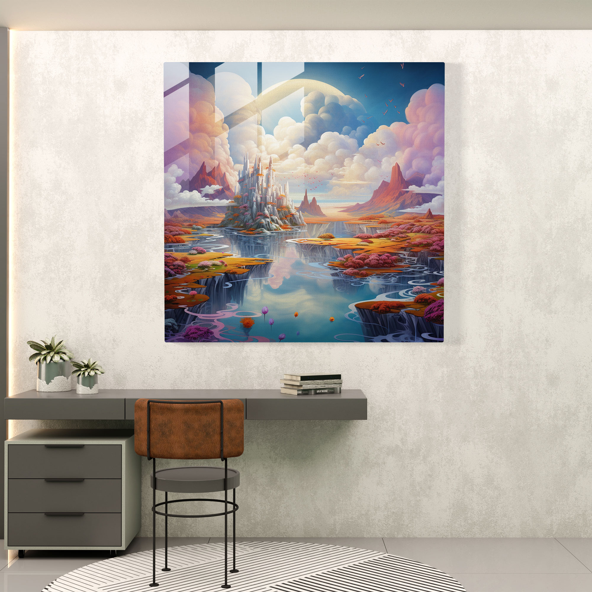 Coole Surreale Glasbild-Illustration - Zuhause Dekoration Glas Wandkunst