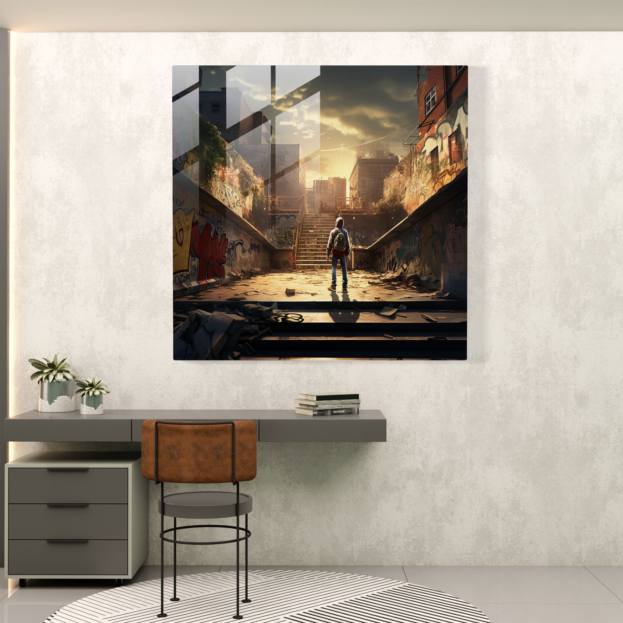 Trendiges Glasbild Urban - Modernes Glasdesign Kunst Urbanität