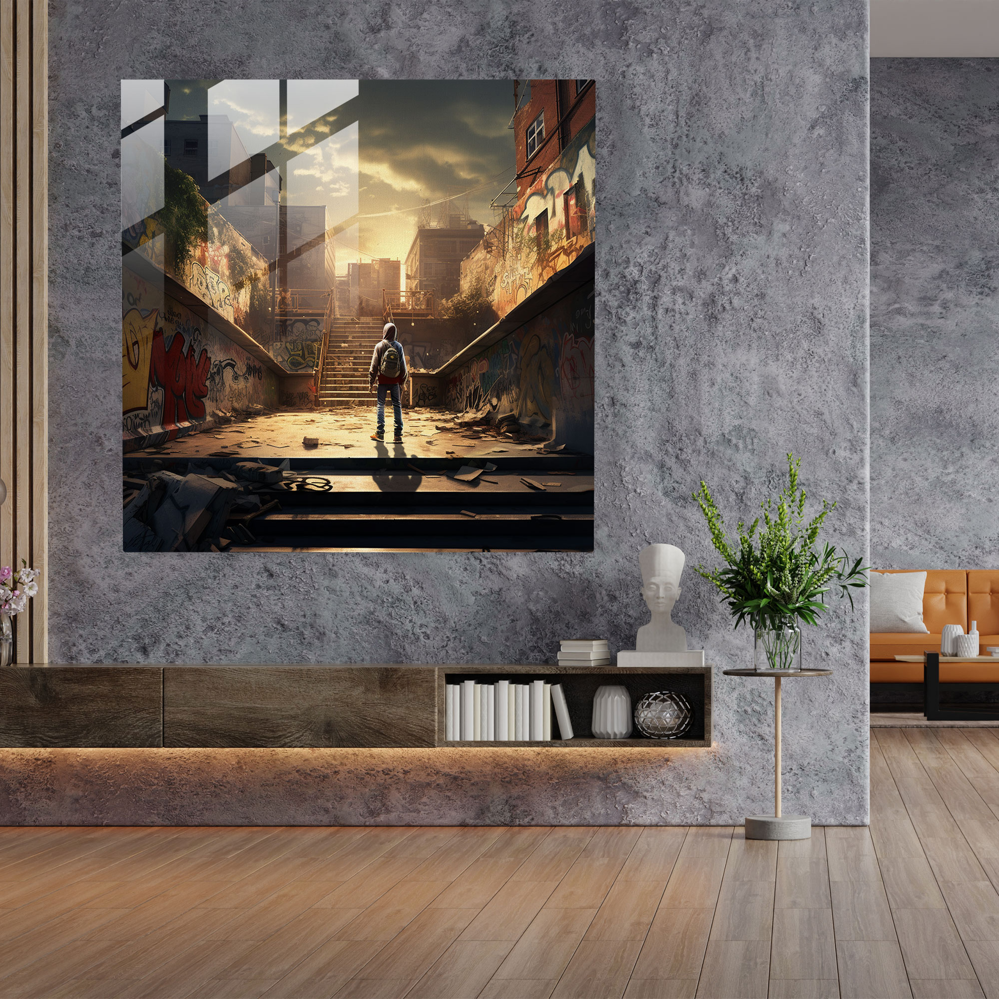 Trendiges Glasbild Urban - Modernes Glasdesign Kunst Urbanität