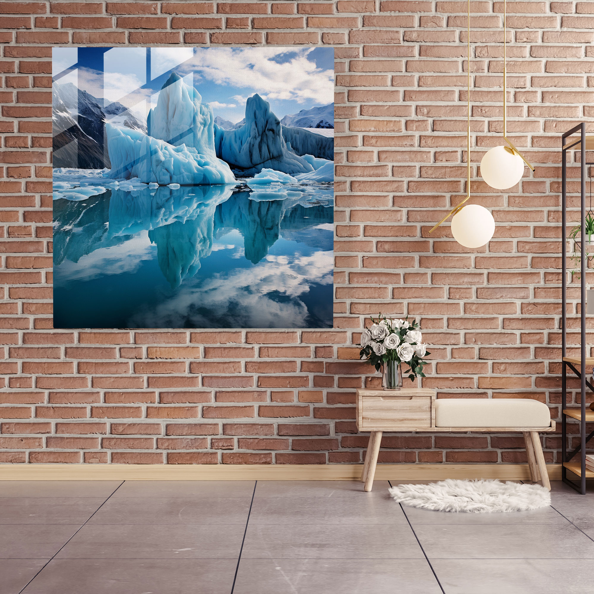 Kühle Gletscherpracht Glasbild - Kühle unberührte Pracht serene Schönheit majestätischer Gletscher