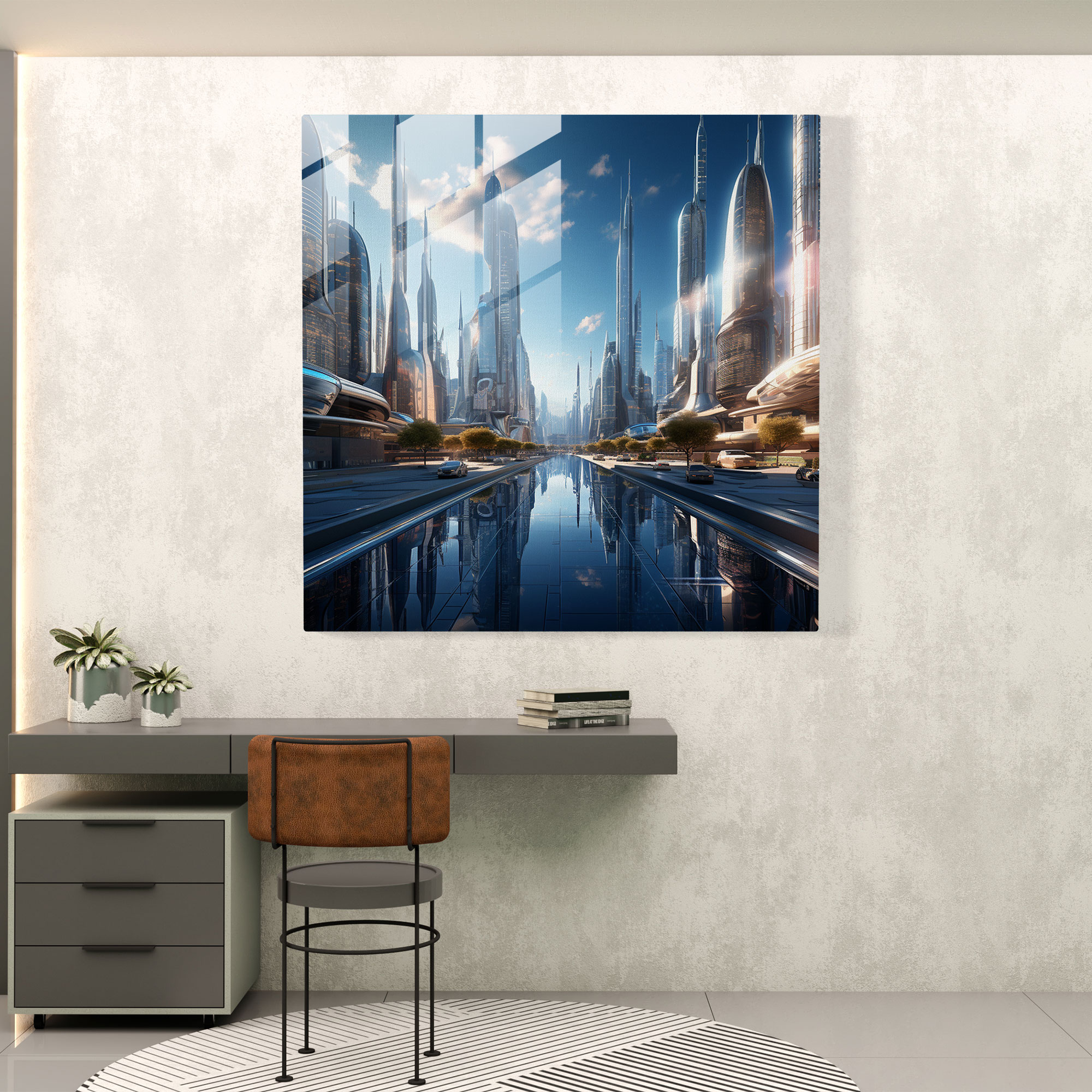 Cooles Urban Horizon Glasbild - Moderne urbane Wohnkultur Wandkunst aus Glas Glasbild