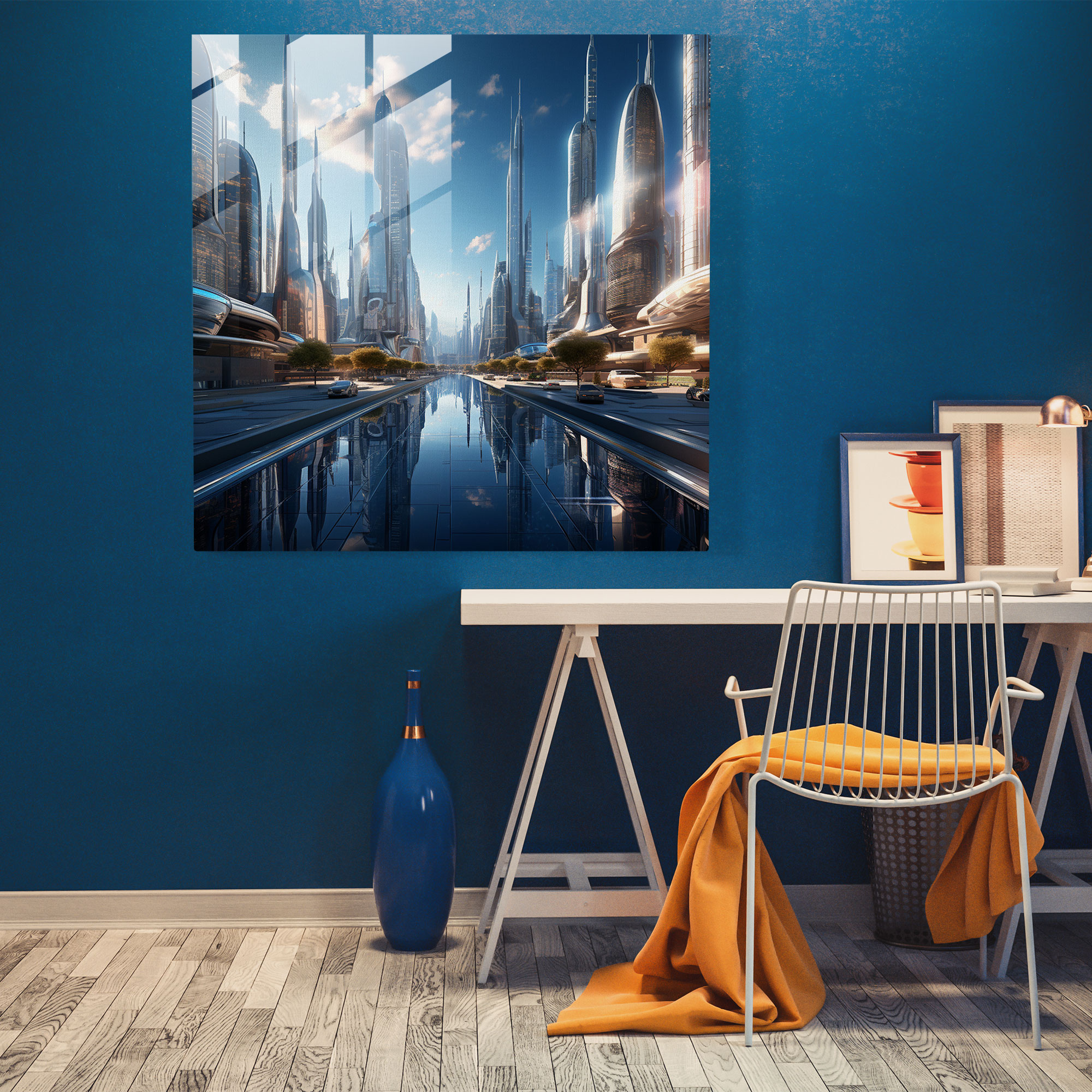 Cooles Urban Horizon Glasbild - Moderne urbane Wohnkultur Wandkunst aus Glas Glasbild