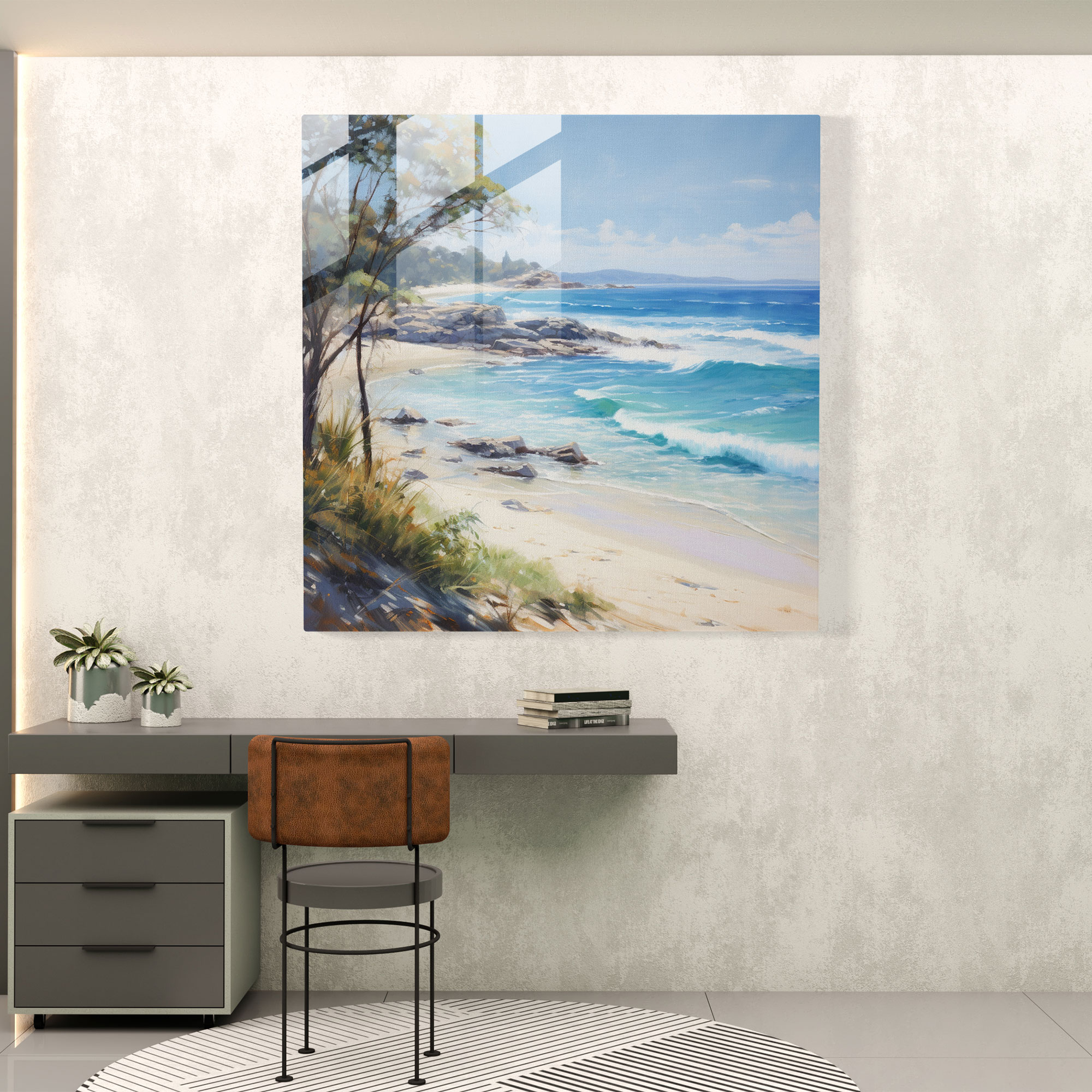 Glasbild Kühlender Küstenwind - Moderne Wanddekoration Kunstwerk