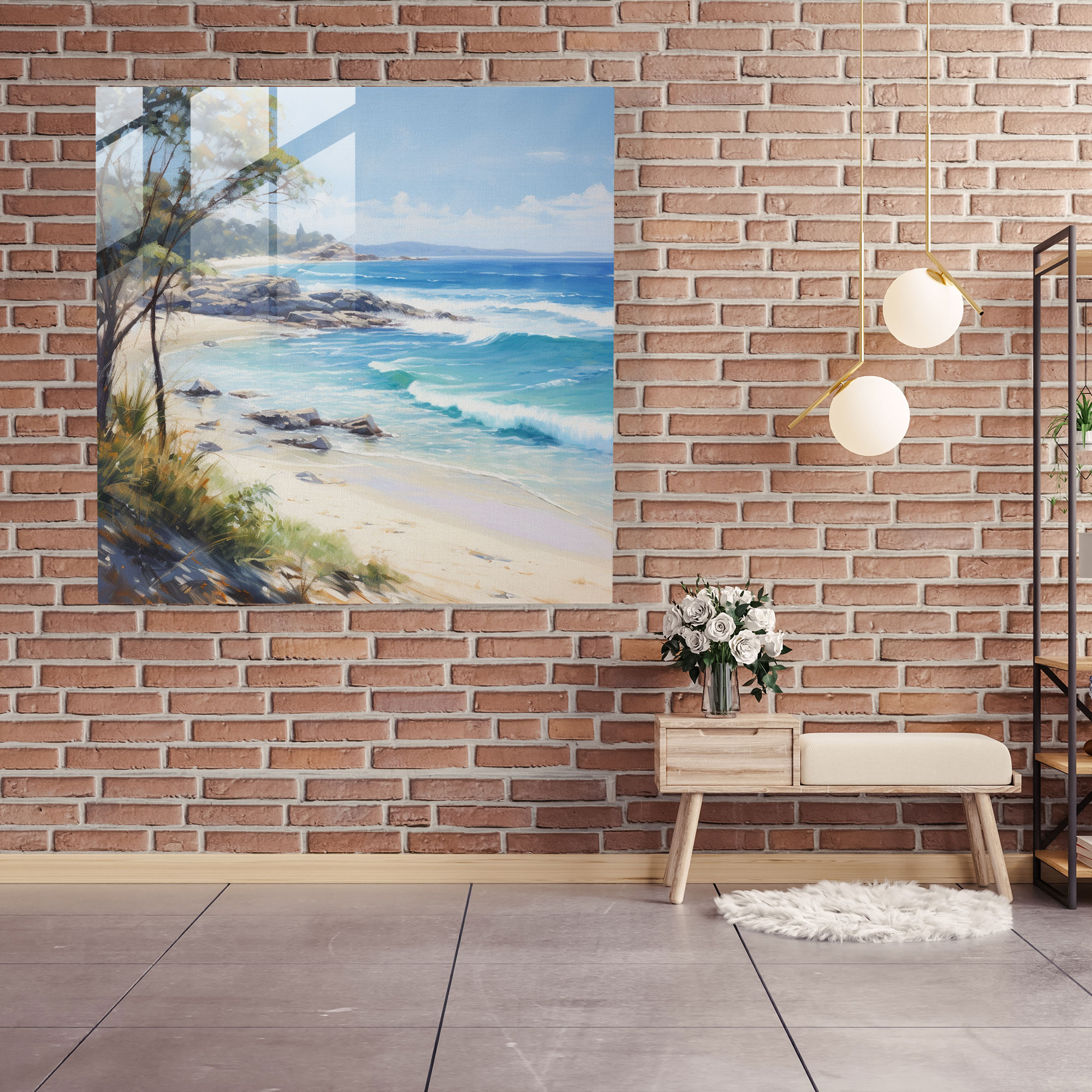 Glasbild Kühlender Küstenwind - Moderne Wanddekoration Kunstwerk