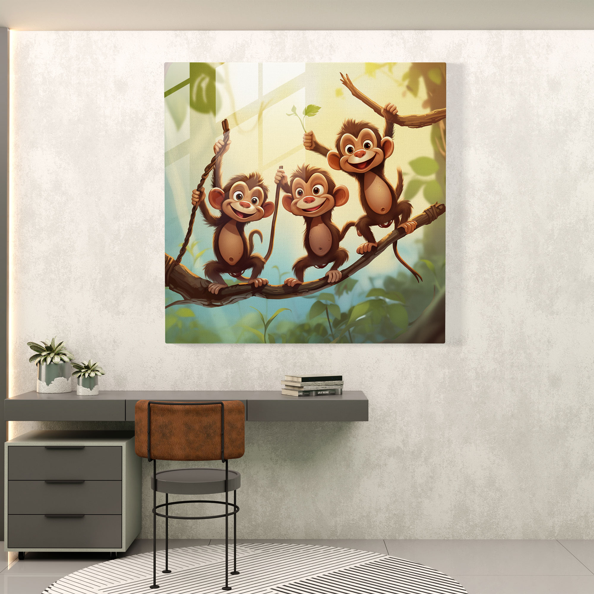 3 Affen Glasbild - 3 Affen Moderne Kunst Glas Wandkunst Schelmische Affen.