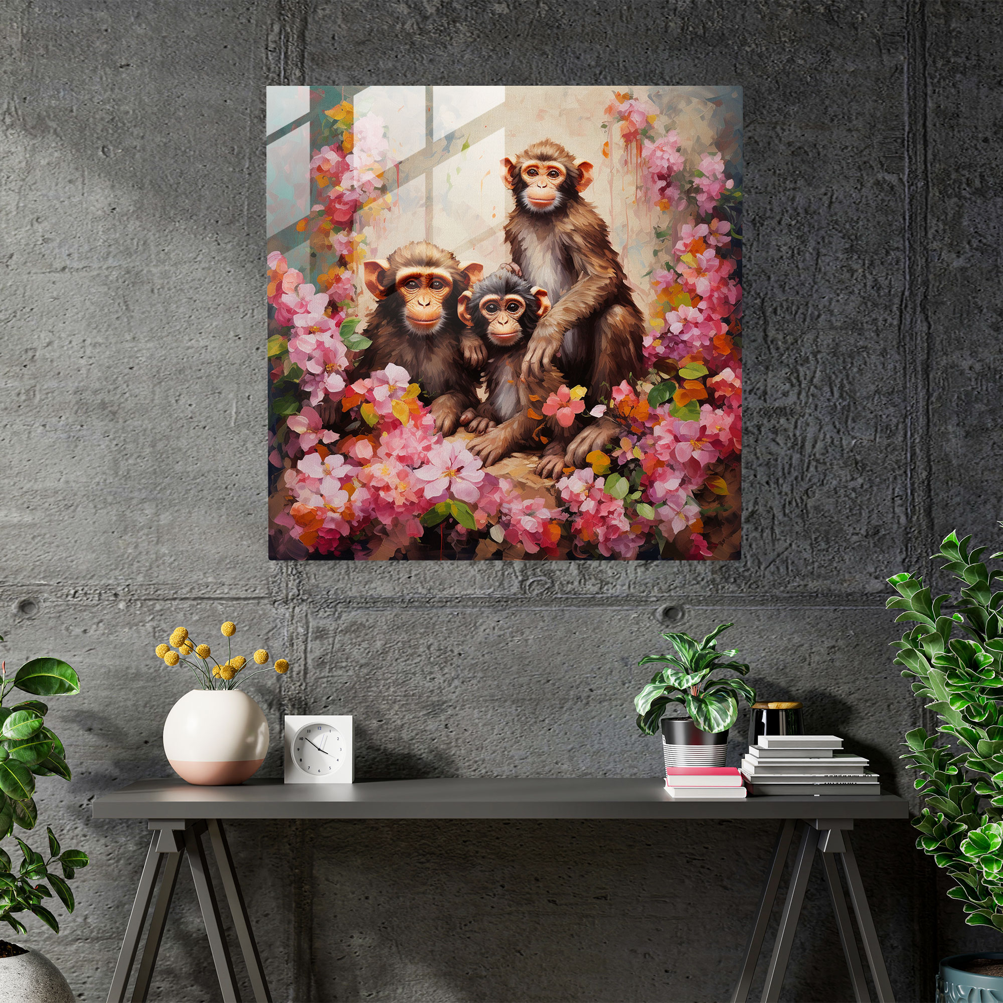 3 Monkey Glass Print - 3 Monkey, Modern Art, Artwork, Glass Wall Art