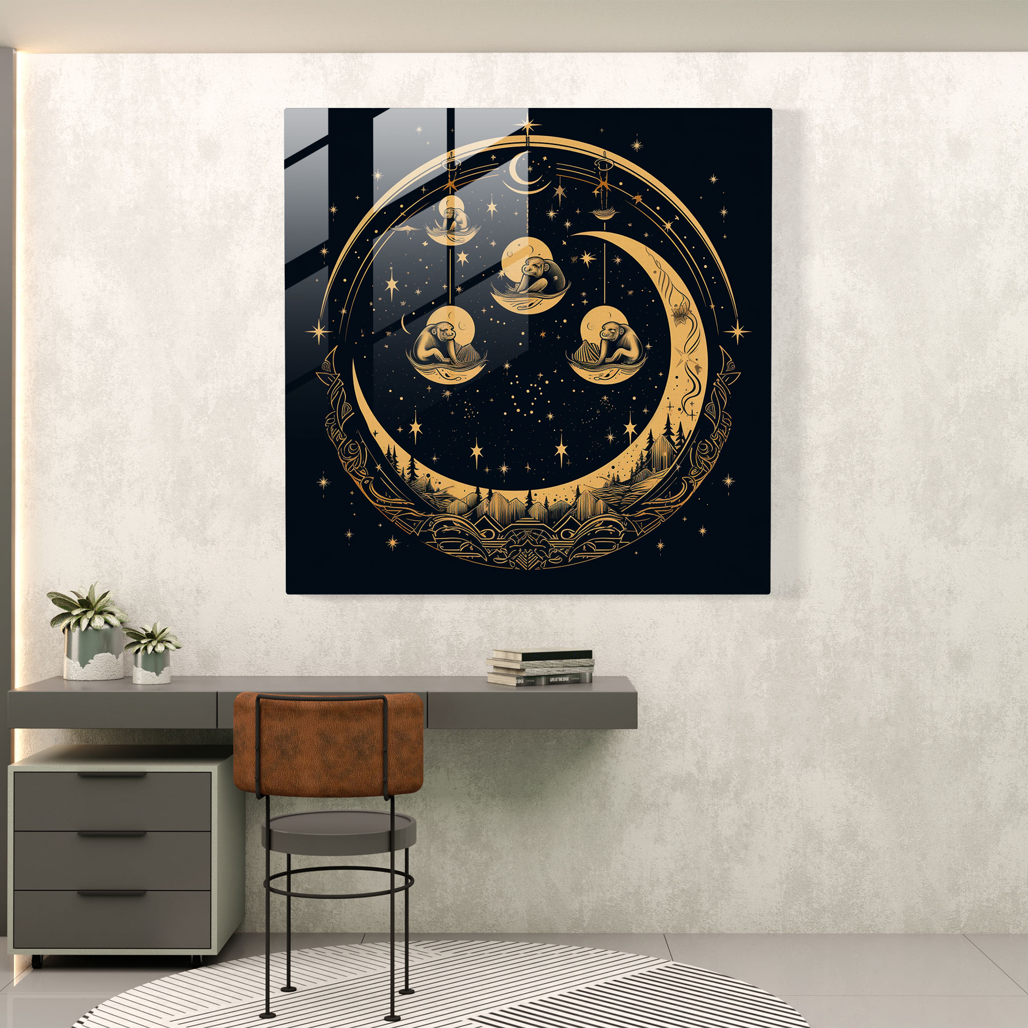 3 Monkey Glass Print - 3 Monkey, Glass Art, Glass Print, Home Decoration