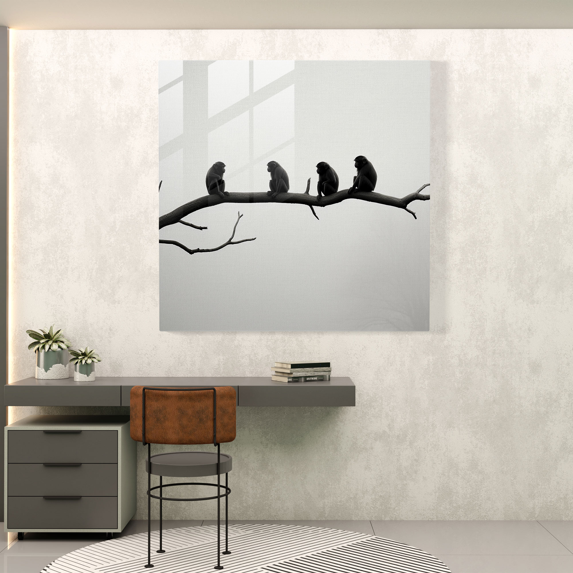 Glasbild mit Affenmotiv - Affen Glas Kunst Glaswandkunst