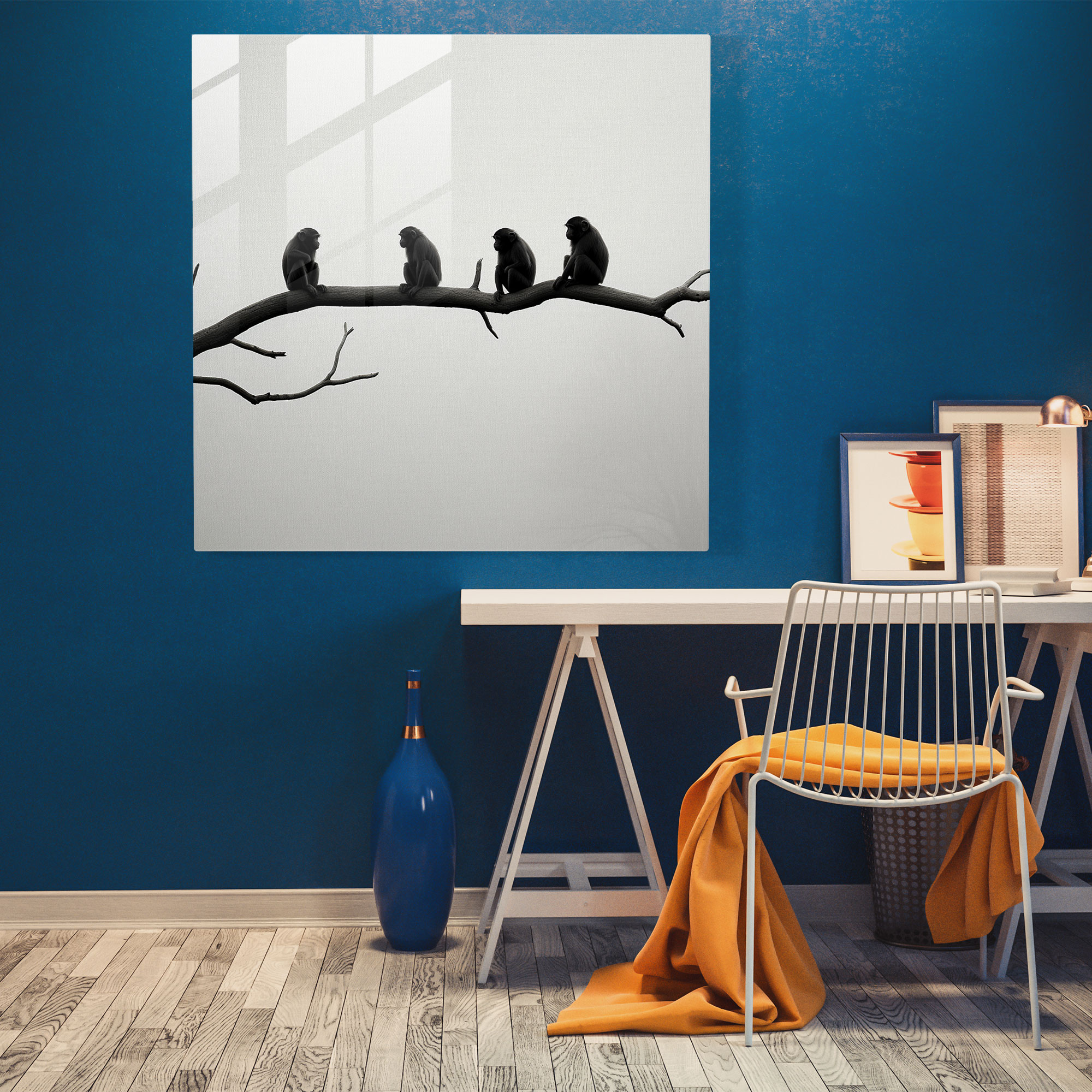 Glasbild mit Affenmotiv - Affen Glas Kunst Glaswandkunst
