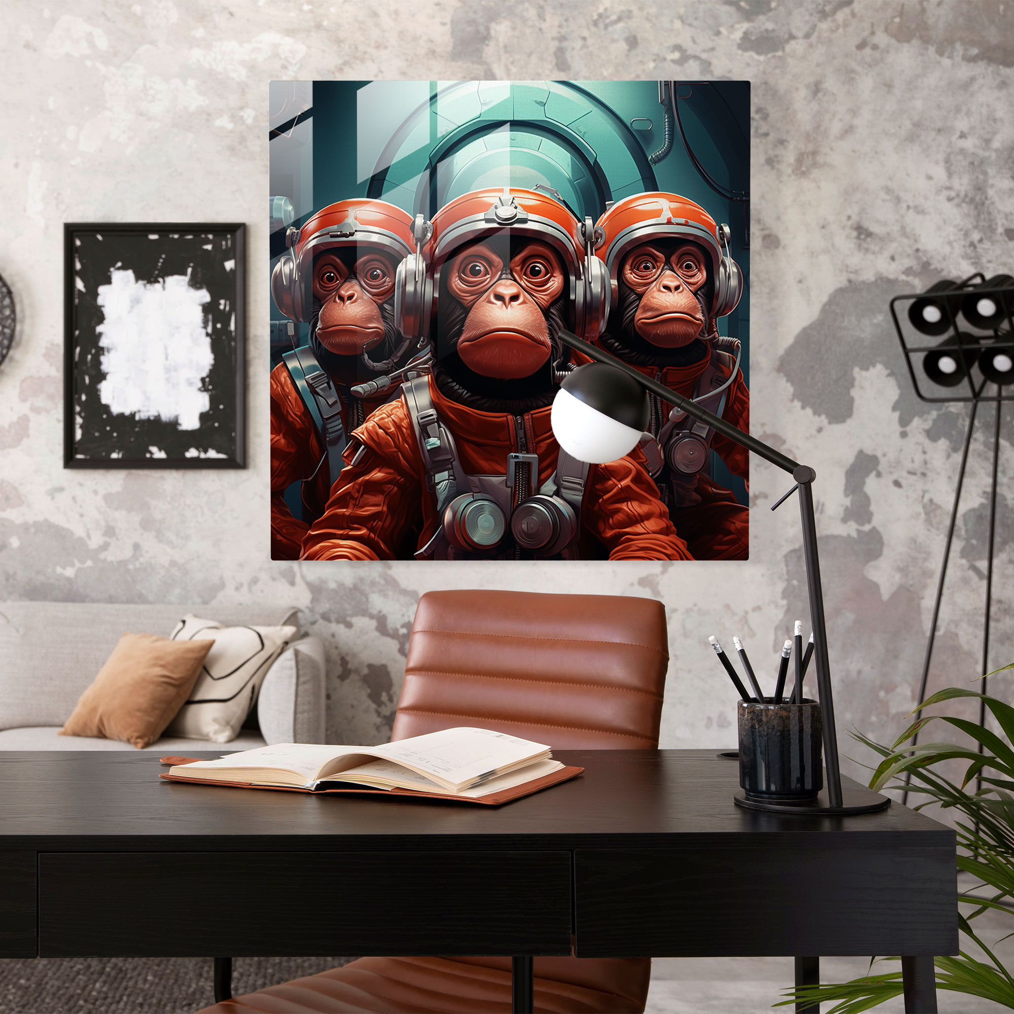 Glasbild Affen Trio - Affen Trio Glas Wandkunst Wohnkultur