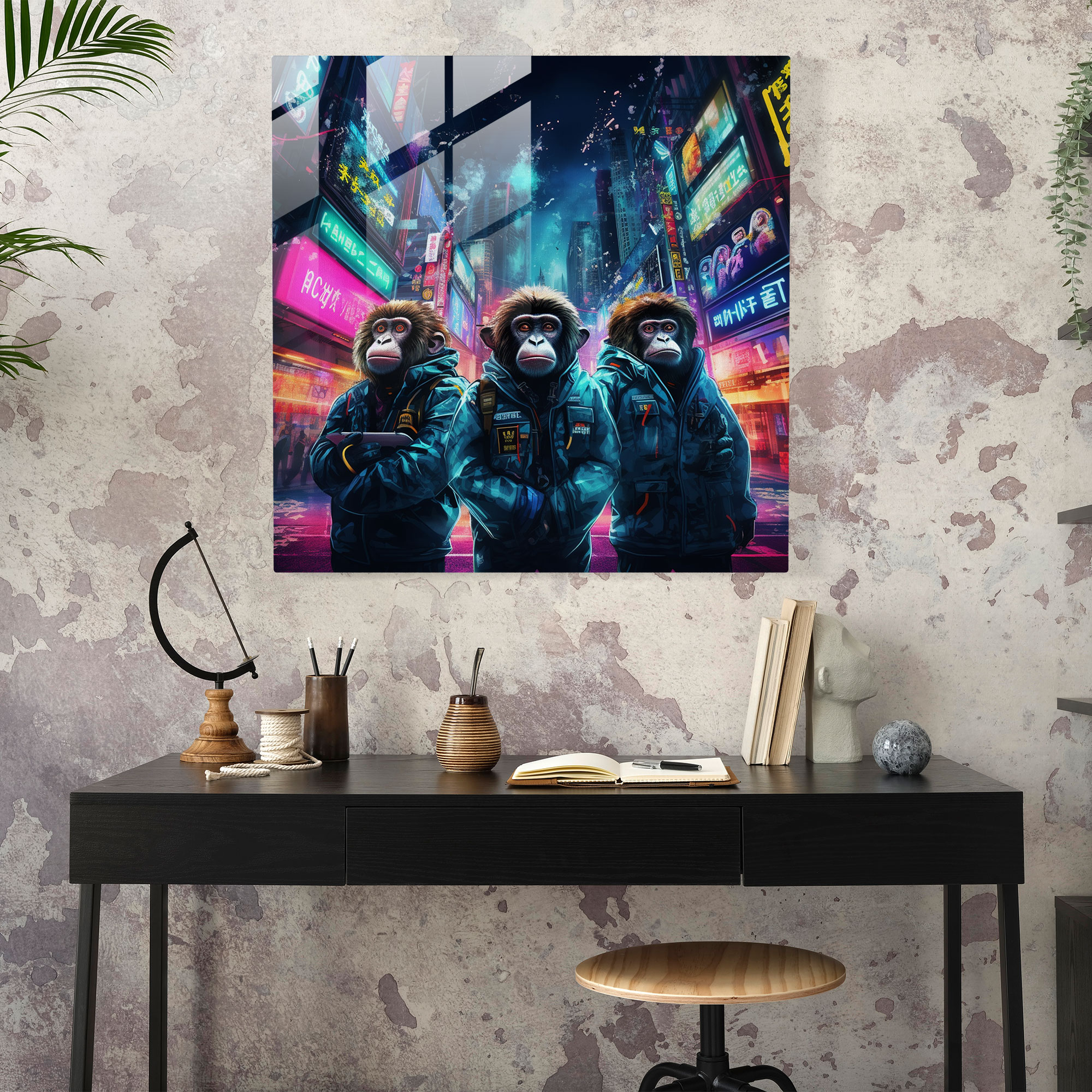 3 Monkey Glass Print - 3 Monkey, Glass Print, Modern Art, 3 Monkey