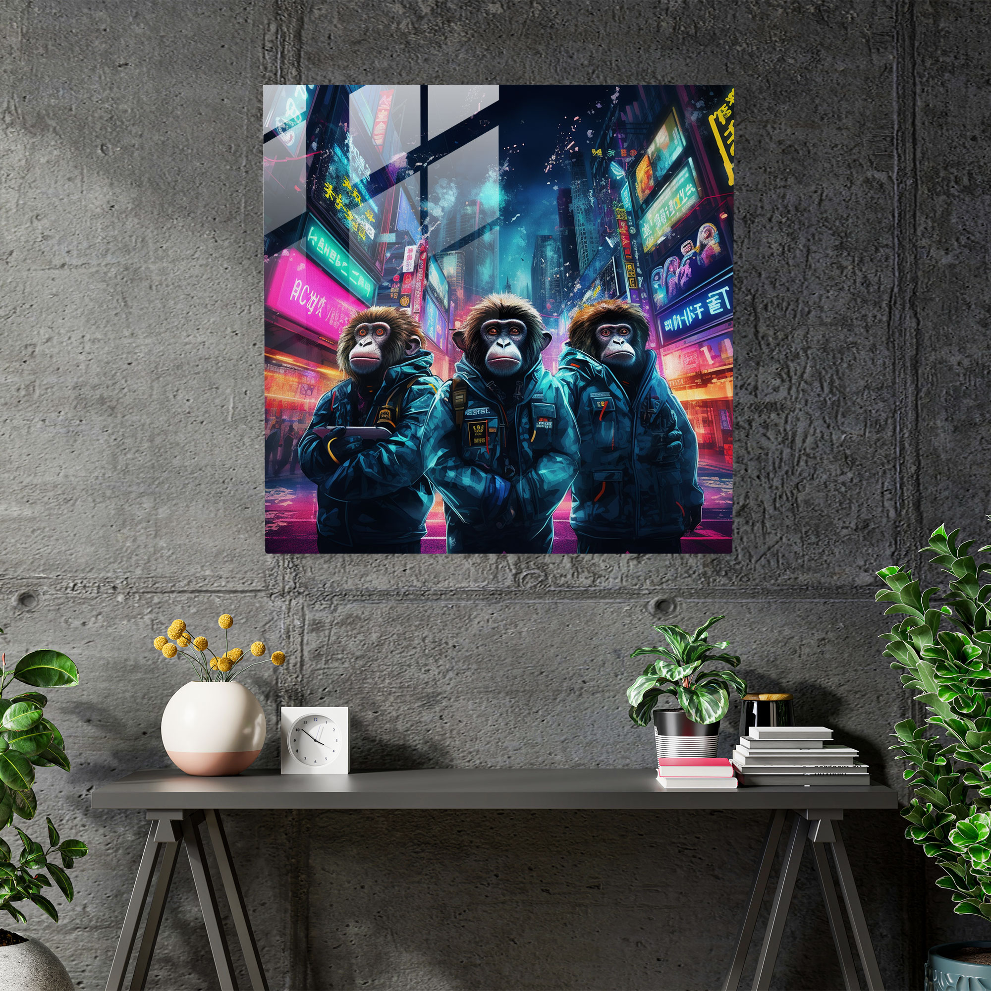 3 Monkey Glass Print - 3 Monkey, Glass Print, Modern Art, 3 Monkey