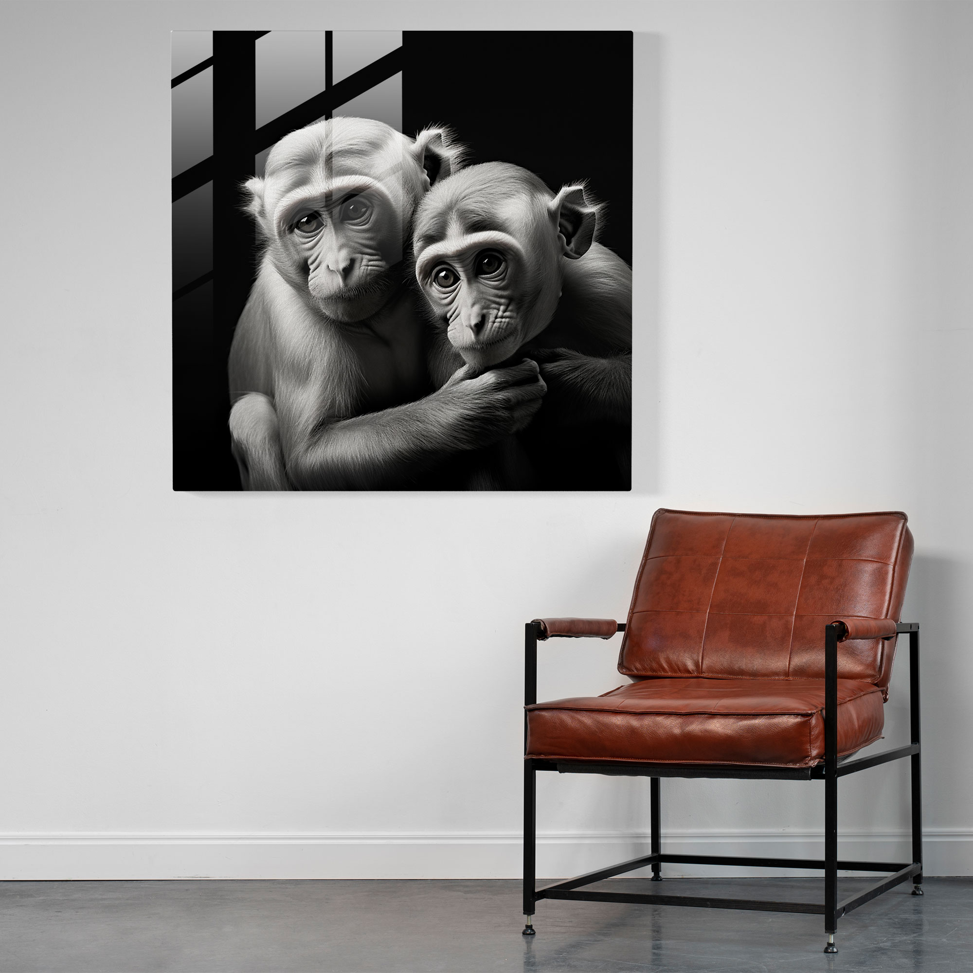 3 Monkey Glass Print - 3 Monkey, Modern Art, Home Decoration, Glass Print
