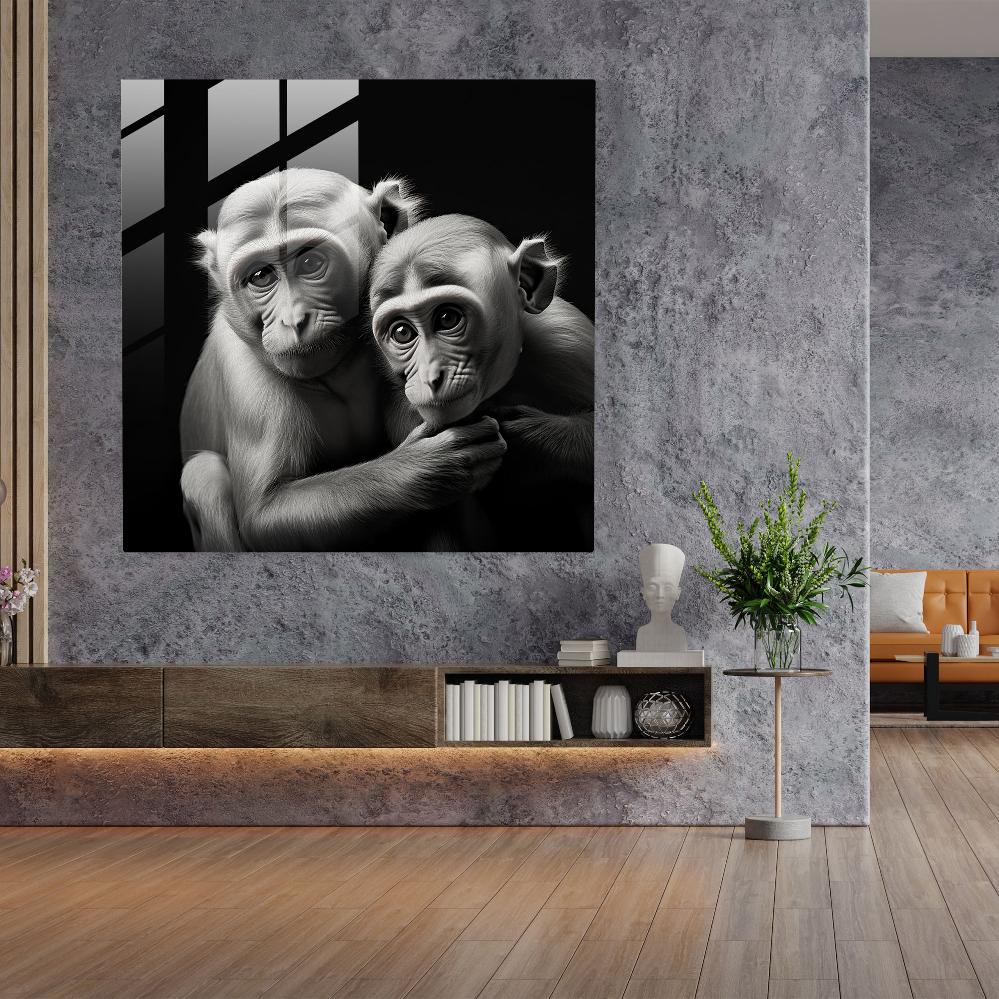 3 Monkey Glass Print - 3 Monkey, Modern Art, Home Decoration, Glass Print