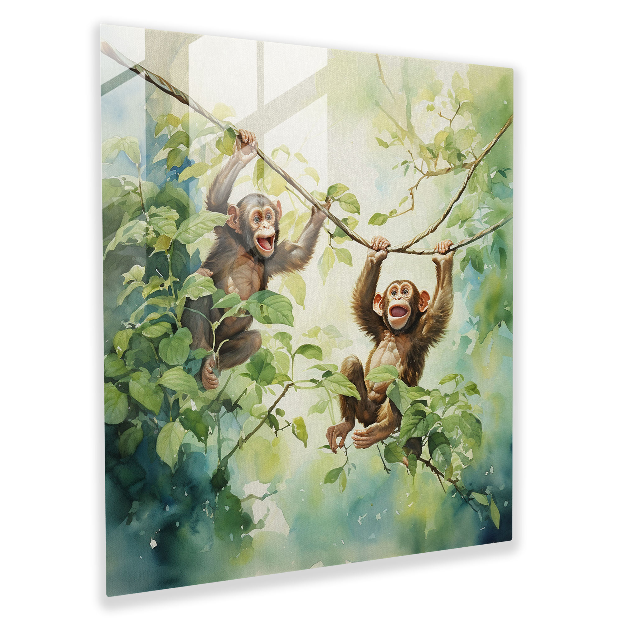 3 Monkey Glass Print - 3 Monkey, Glass Wall Art, Wall Decoration, Glass Art