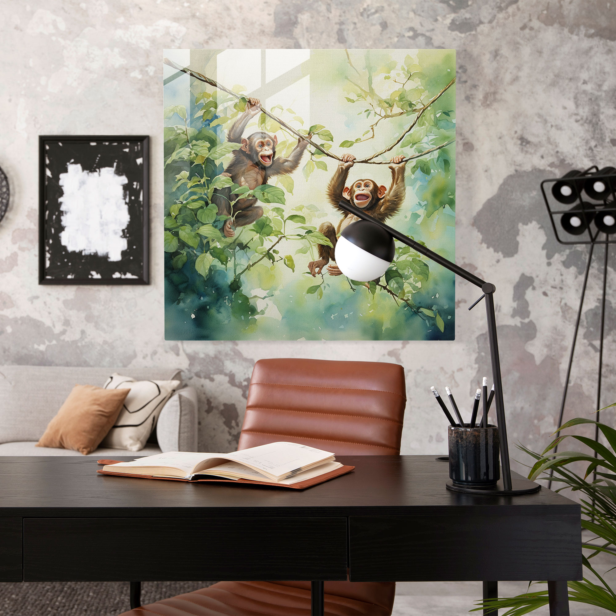3 Monkey Glass Print - 3 Monkey, Glass Wall Art, Wall Decoration, Glass Art