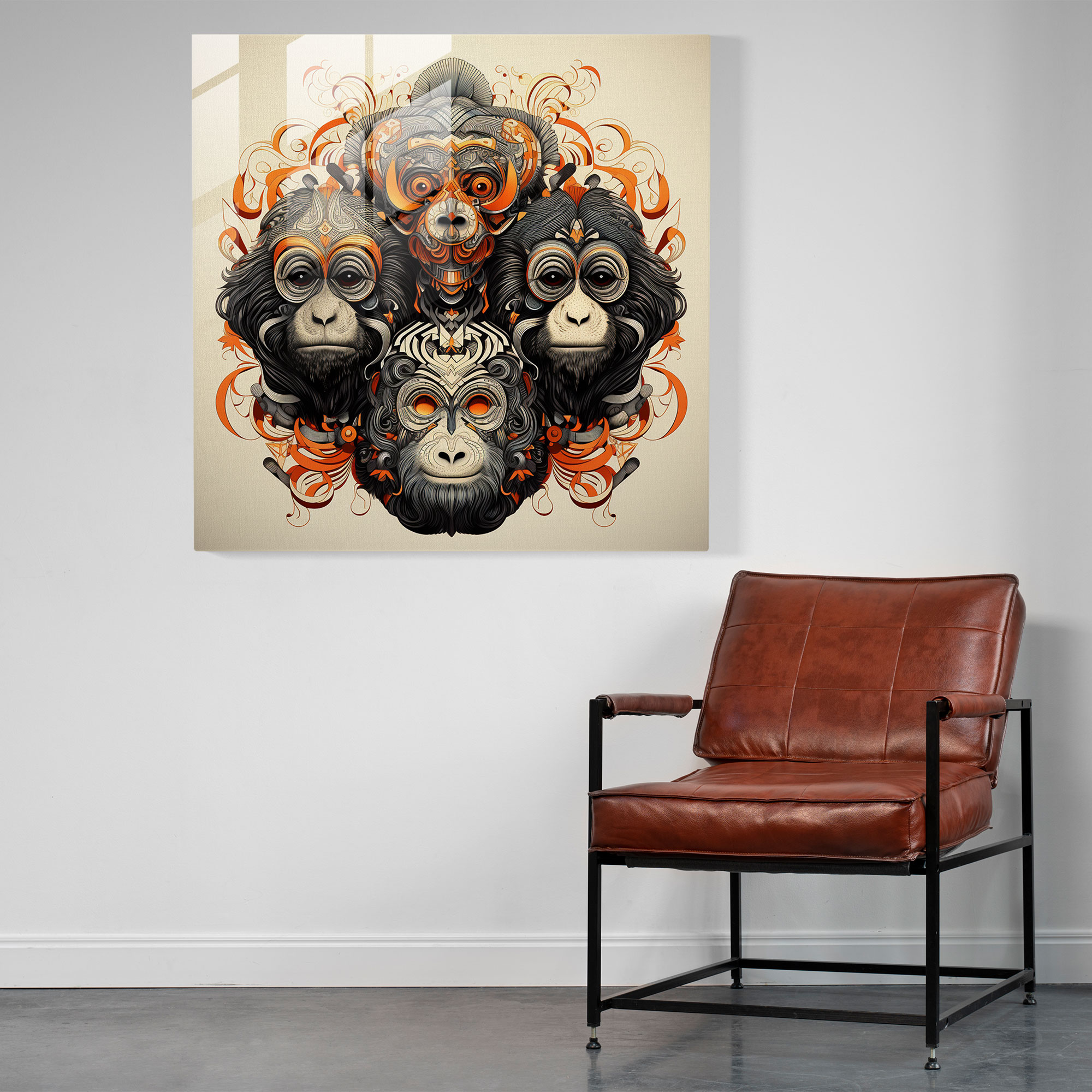 3 Monkey Glass Print - 3 Monkey, Home Decoration, Wall Decoration, Glass Wall Art