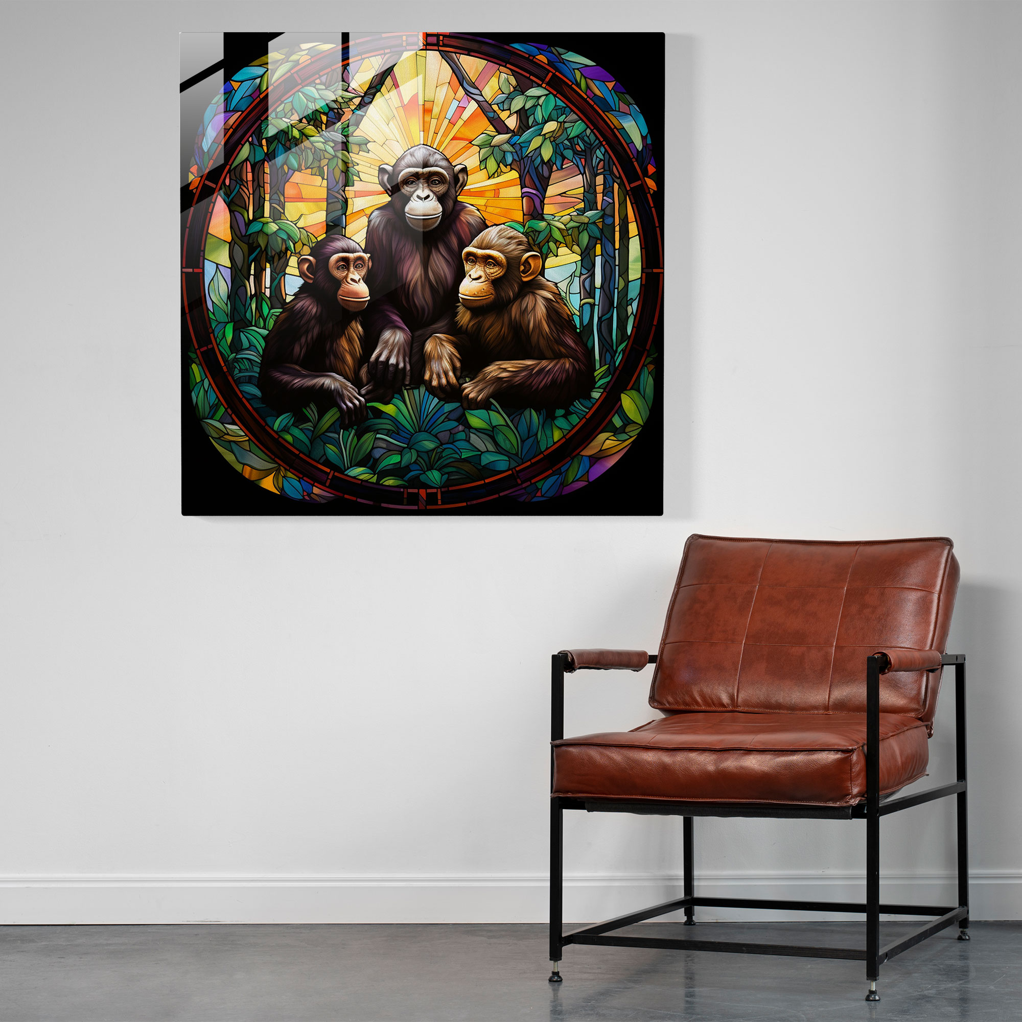 3 Monkey Glass Wall Art - 3 Monkey, Serene, Glass Print, 3 Monkey