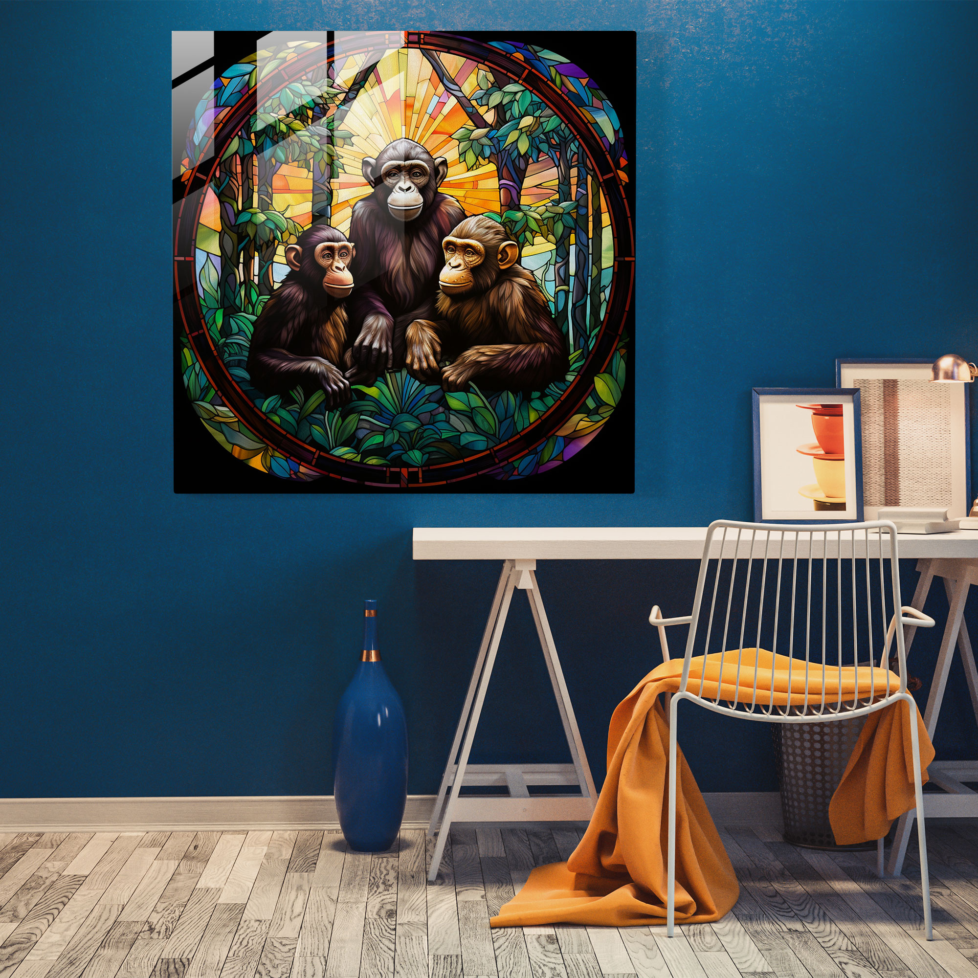 3 Monkey Glass Wall Art - 3 Monkey, Serene, Glass Print, 3 Monkey